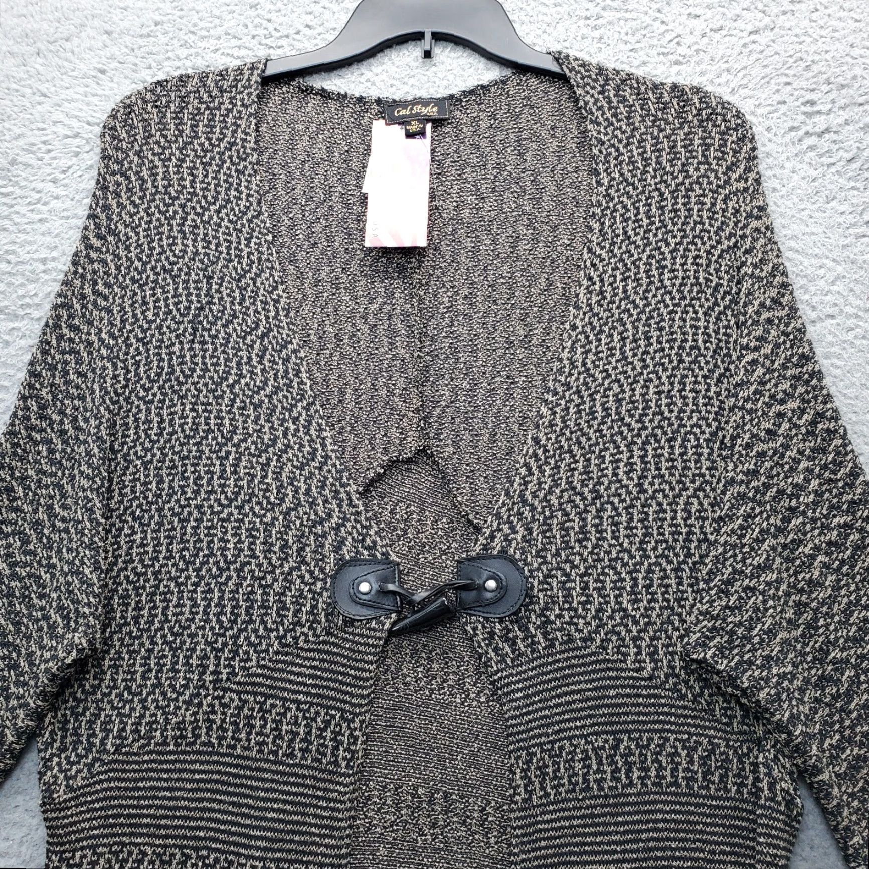 Vintage Cal Style Duster Cardigan Womens XL Multi Crochet Knitted 3/4 Sleeve Front Toggle Office Casual Knit Open Cardigan Size XL / US 12-14 / IT 48-50 - 3 Thumbnail