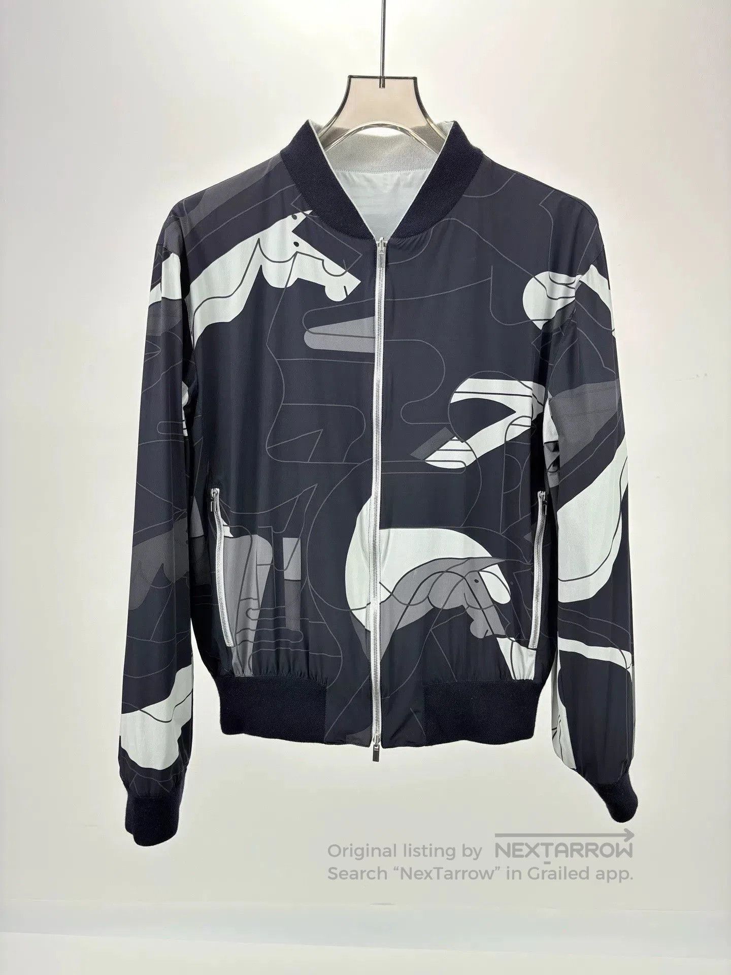 Hermes HERMES Gray Reversible Jacket Coat. Size US L / EU 52-54 / 3 - 3 Thumbnail