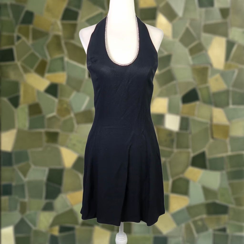 Jessica McClintock VINTAGE Jessica McClintock Gunne Sax Black Rhinestone Halter Mini Dress 6 Womens Party Cocktail 90s Size M / US 6-8 / IT 42-44 - 1 Thumbnail