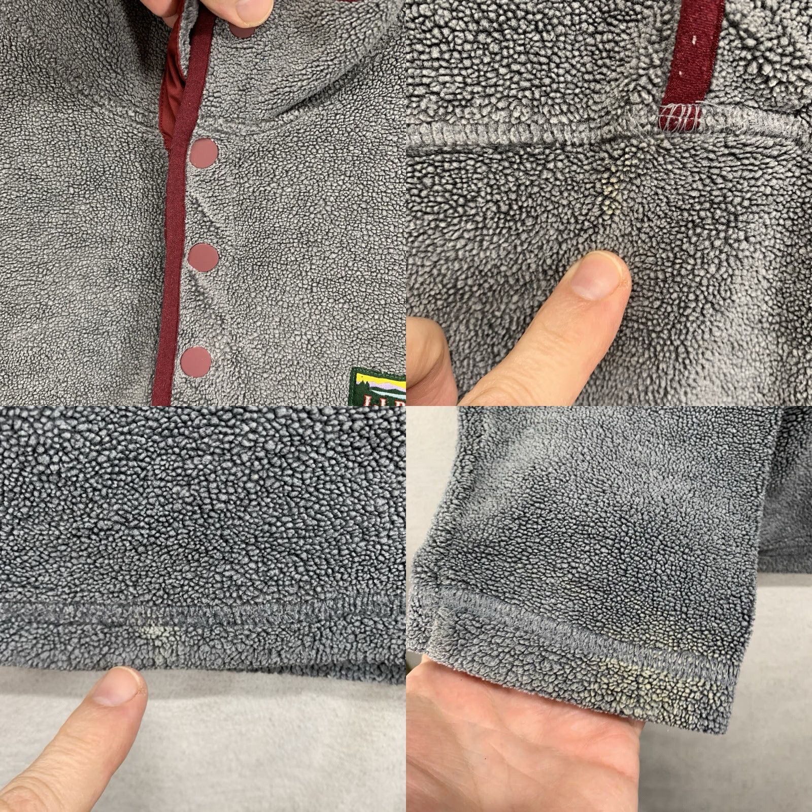 Vintage VINTAGE L.L. Bean Fleece Pullover Large Gray with Maroon Accents, Mock Neck, 90s Outdoor Mens Size US L / EU 52-54 / 3 - 8 Thumbnail