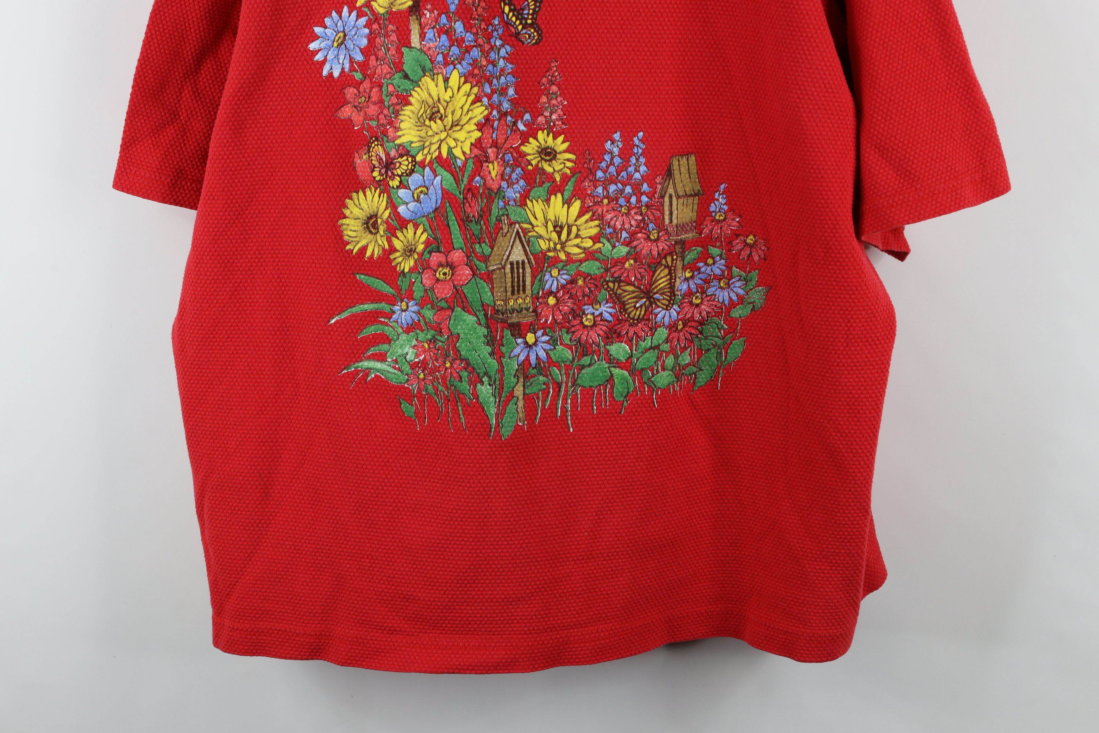 Vintage Vintage 90s Streetwear Flower Thermal Waffle Knit T-Shirt Size 3XL / US 20-22 - 3 Thumbnail