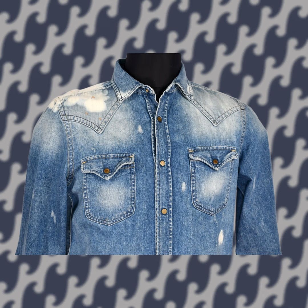 Diesel Diesel Shirt Western Denim Snap Men's M Blue 100% Cotton Regular Size M Mens Vintage No Size US M / EU 48-50 / 2 - 1 Thumbnail