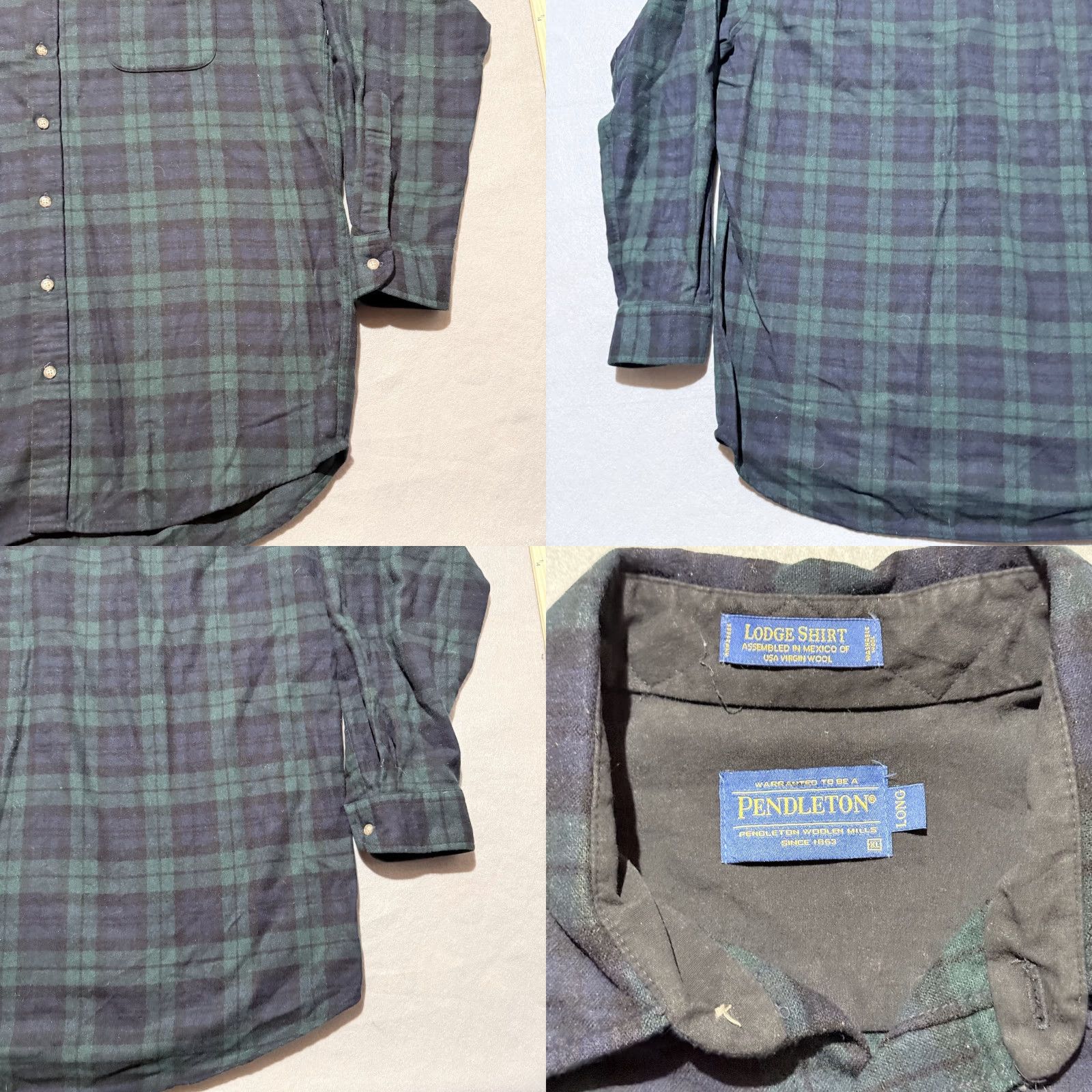 Pendleton VINTAGE Pendleton Shirt Men Wool Plaid Navy/Green Long Sleeve XL Long Size US XL / EU 56 / 4 - 8 Thumbnail
