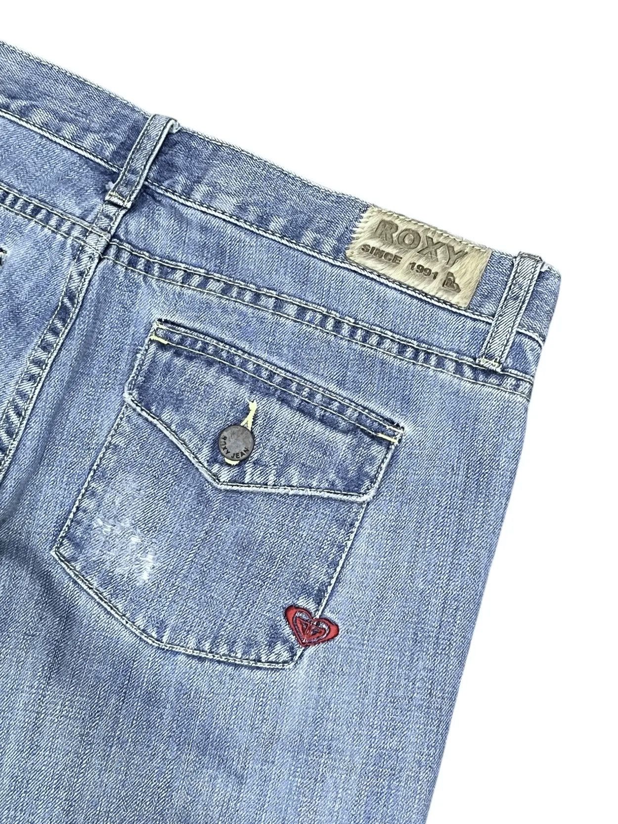Quiksilver DOPE🔥ROXY Paint Splatter Ripped Vintage Flare Denim Size 31" - 8 Thumbnail