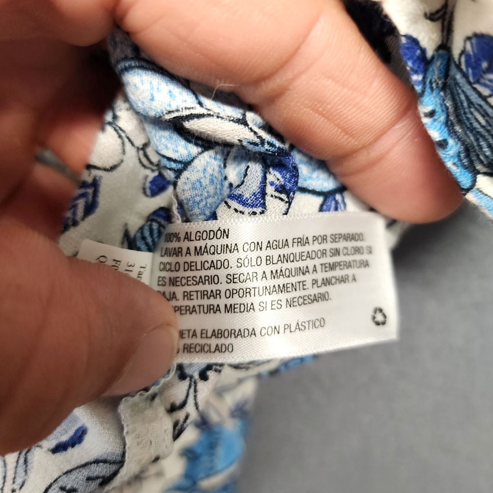 Vintage Knox Rose Shirt Womens 2XL Blue White Floral Lace Up Tie Neck Short Sleeve Blouse Size XXL / US 16-18 / IT 52-54 - 5 Thumbnail