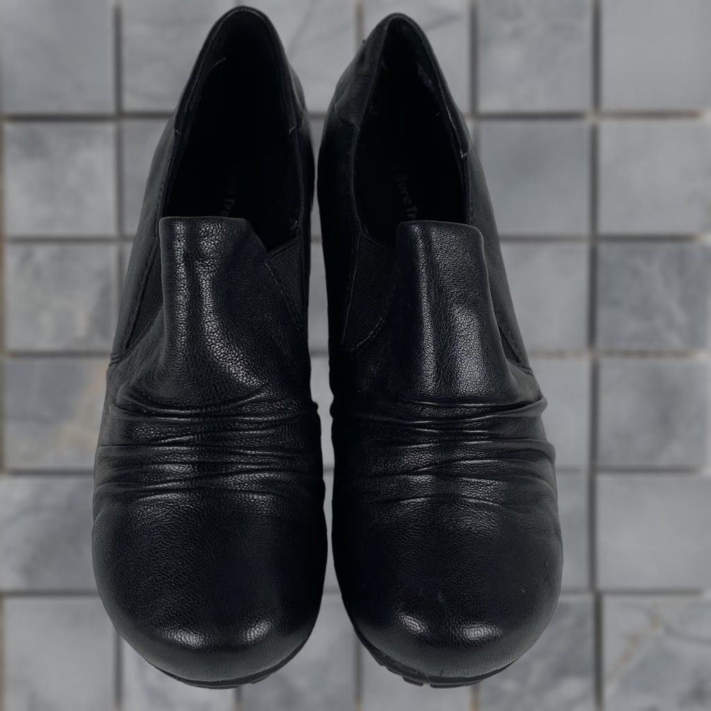 Vintage Womens Baretraps Pump Black Leather Slip On 8.5 M Round Toe Block Heel Cushioned Comfort Shoes Size US 7 / IT 37 - 1 Thumbnail