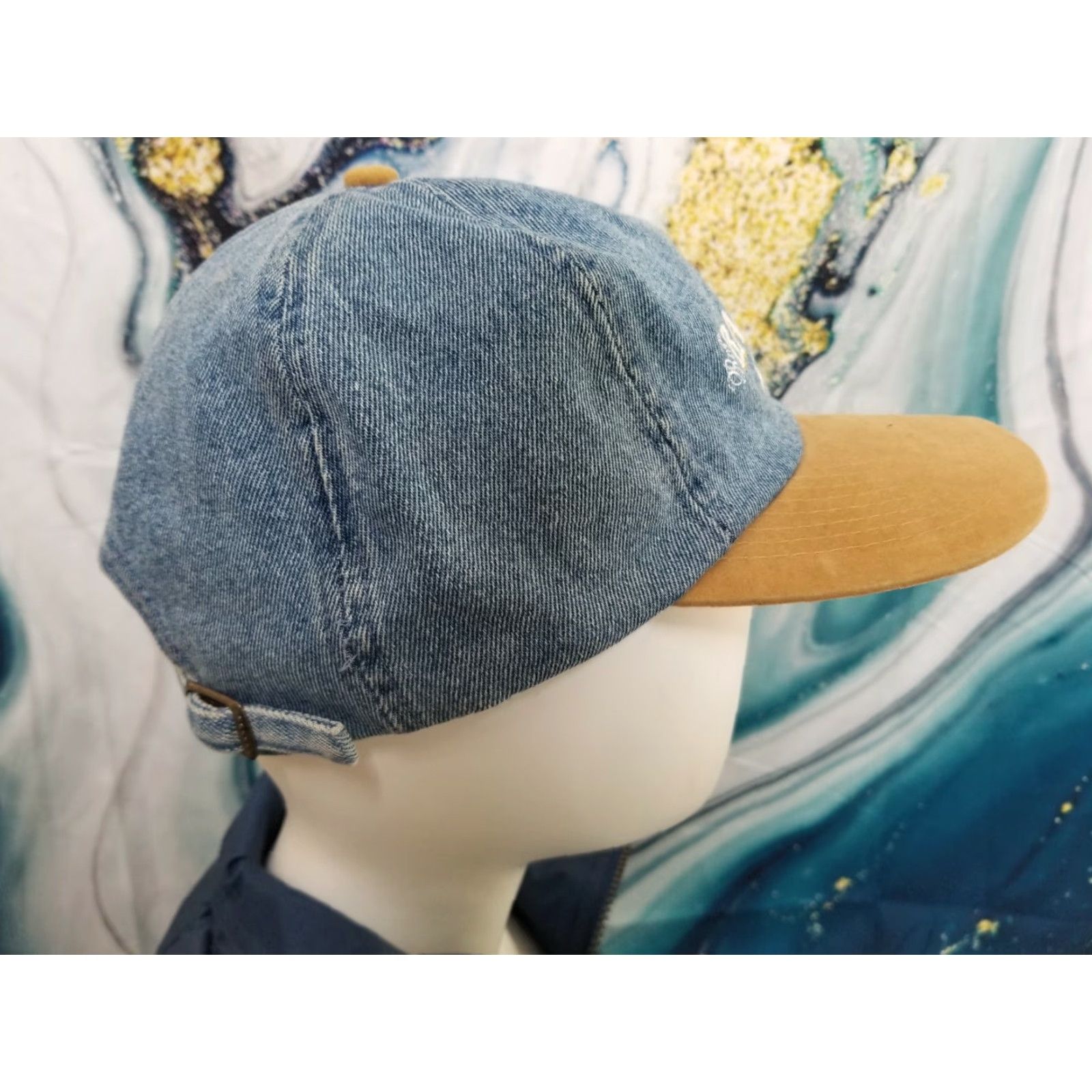Vintage Vintage Bacardi Spiced Rum Denim Suede Dad Hat Adult Adjustable Blue Cap Hats Mens Size ONE SIZE - 4 Thumbnail