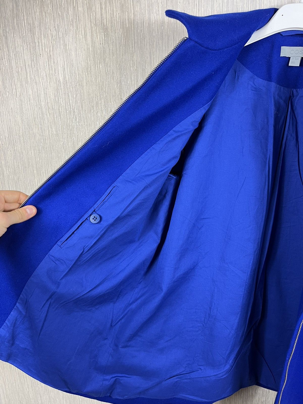 Cos × Designer COS wool cashmere blue zip coat jacket casual classic Size XS / US 0-2 / IT 36-38 - 16 Thumbnail