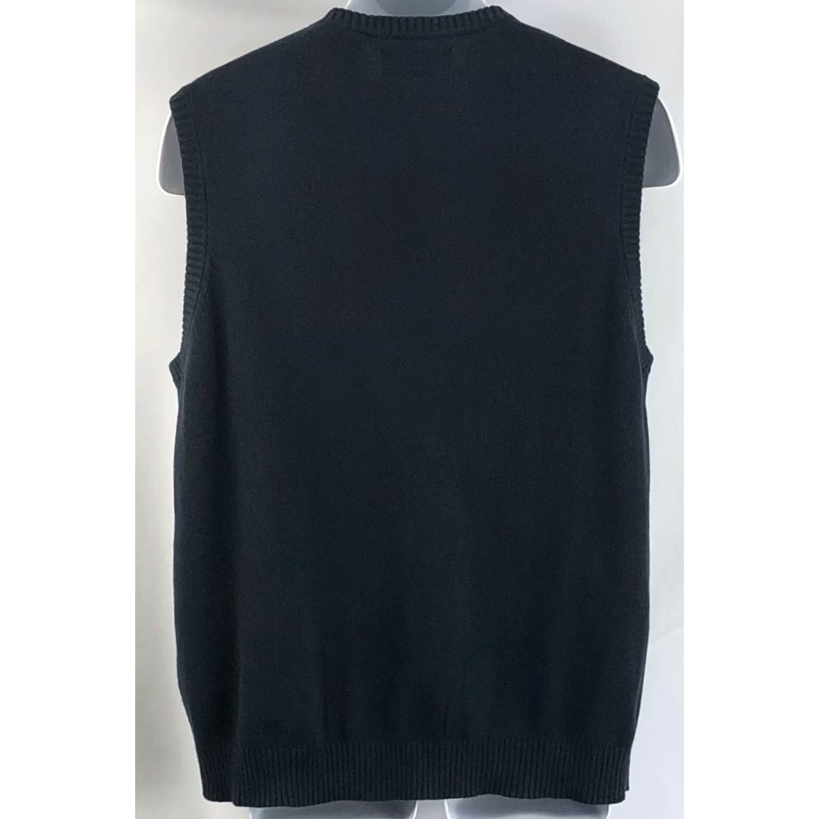 Chaps Chaps Ralph Lauren Sweater Vest M Black V-Neck Cotton Knit Classic Preppy School Academia Golf Country Club Mens Vest Black M Size US M / EU 48-50 / 2 - 2 Thumbnail