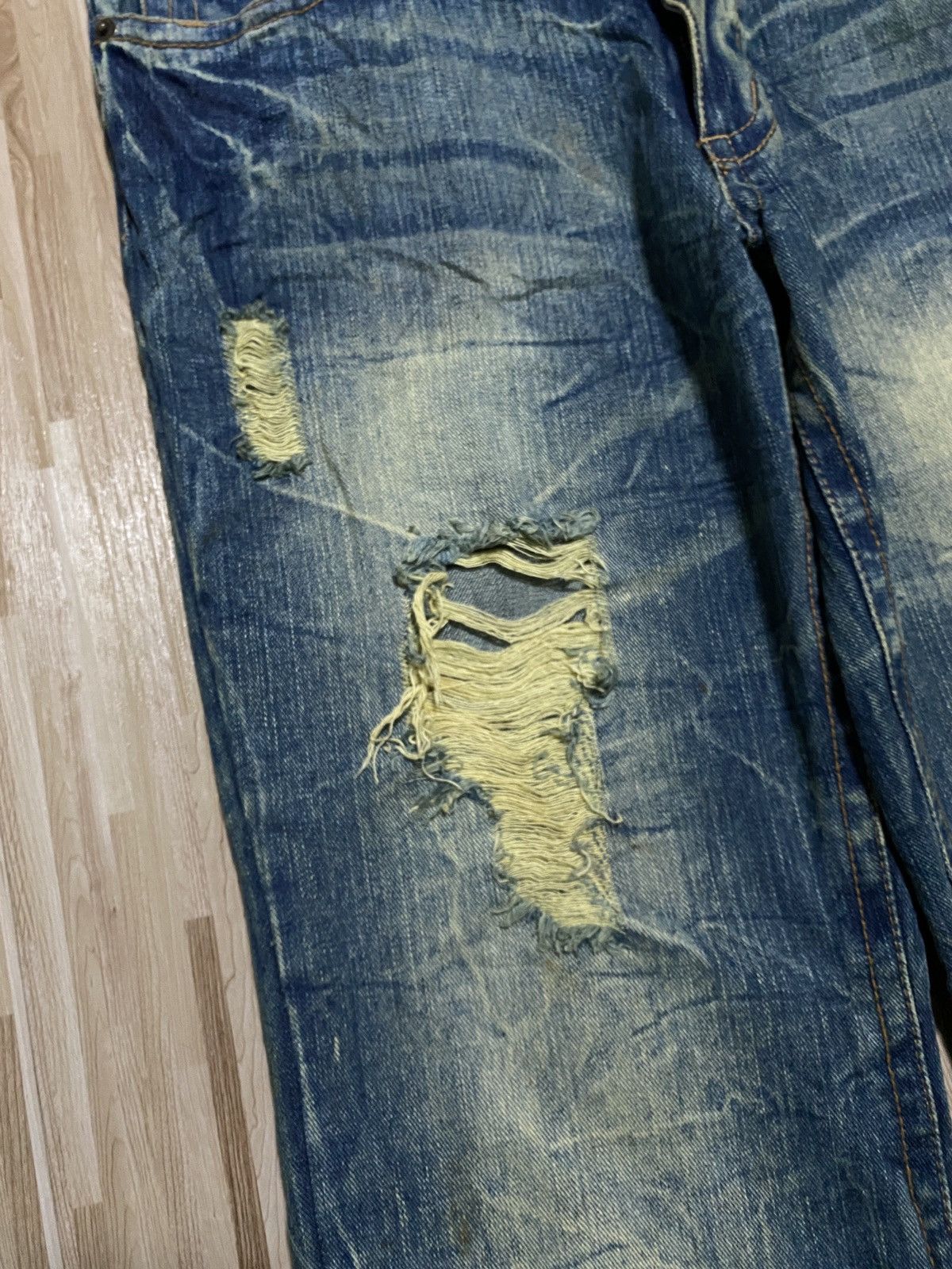 Japanese Brand × Vintage 💥Flare Japanes 90’s Mudwash Distress Ripped Jeans Size US 34 / EU 50 - 6 Thumbnail