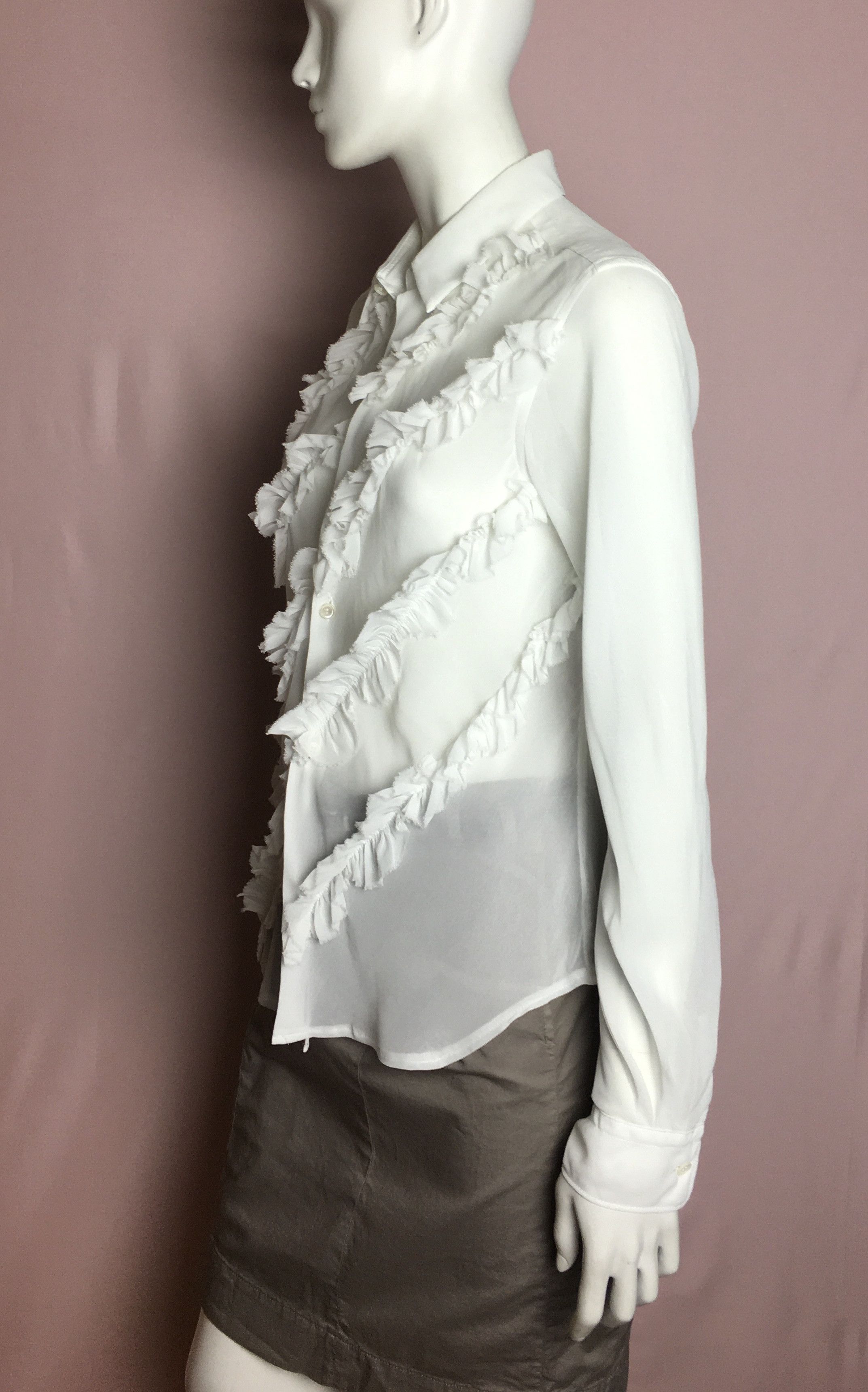 Comme des Garcons COMME des GARCONS Bias Ruffled Blouse Shirt White M Size M / US 6-8 / IT 42-44 - 3 Thumbnail
