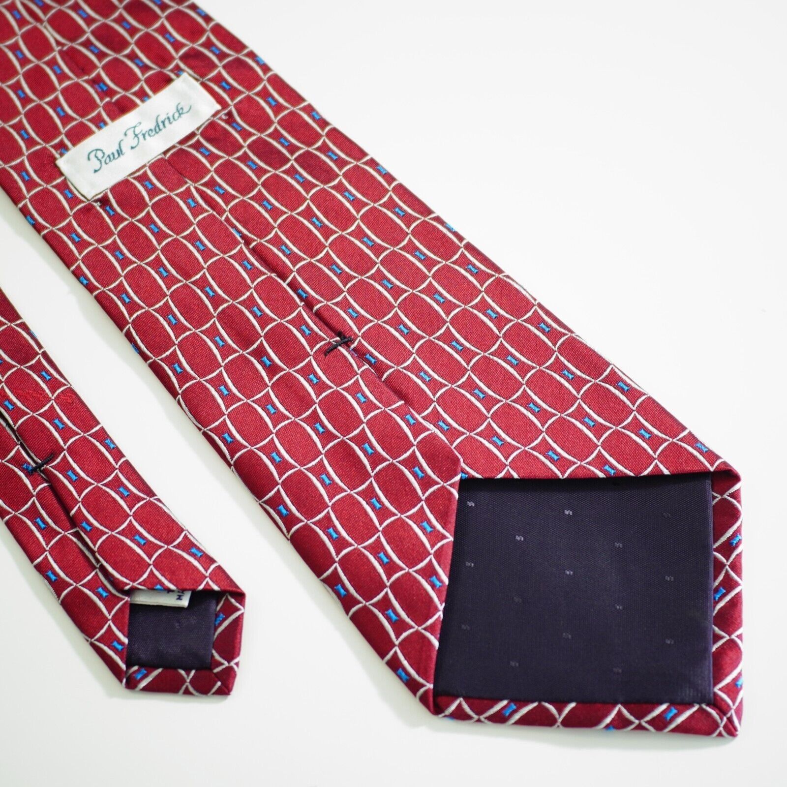 Paul Fredrick Paul Fredrick Red Blue Geometric Abstract Woven Wide Silk Ti Size ONE SIZE - 5 Thumbnail