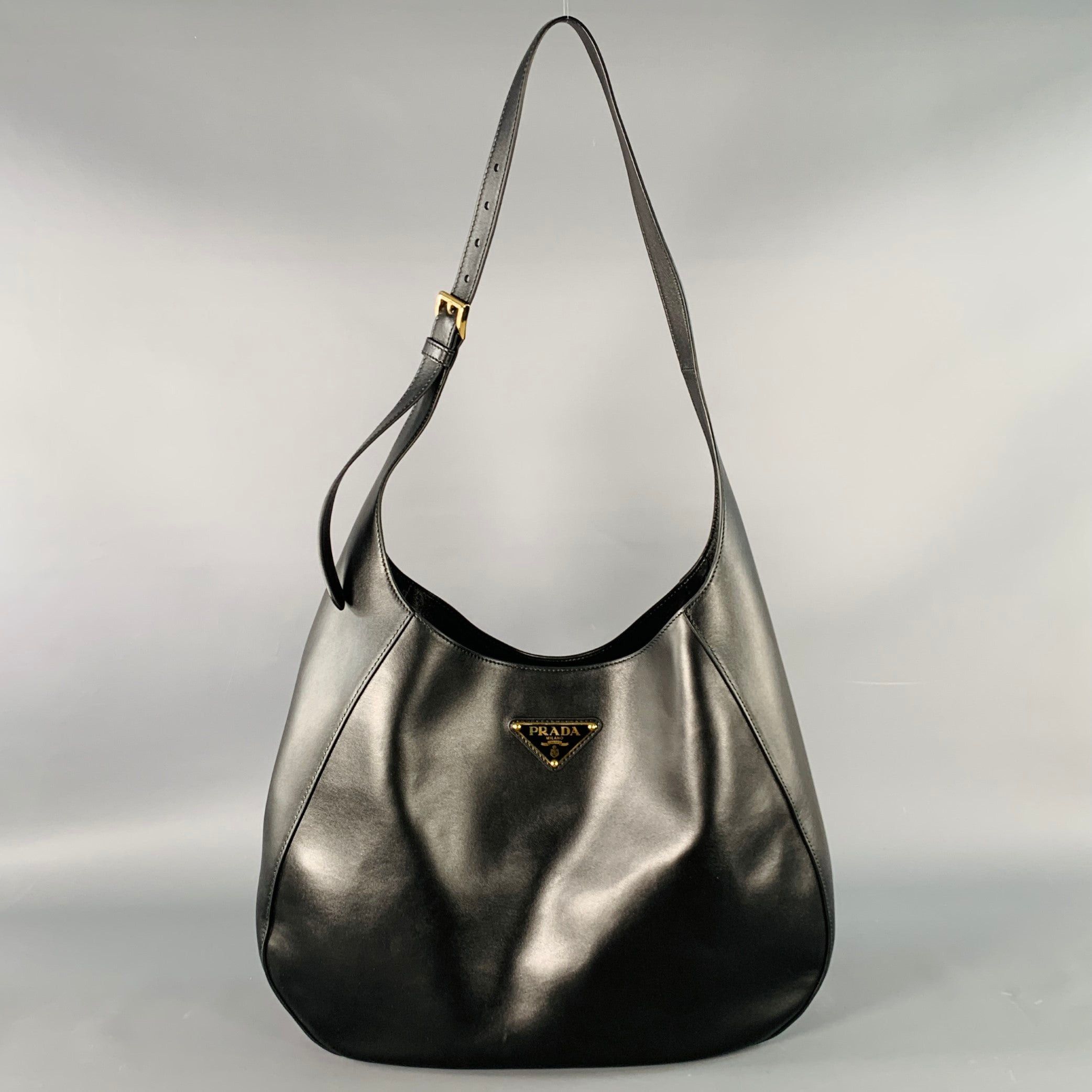 Prada City Black Calf Leather Hobo Bag, Men's