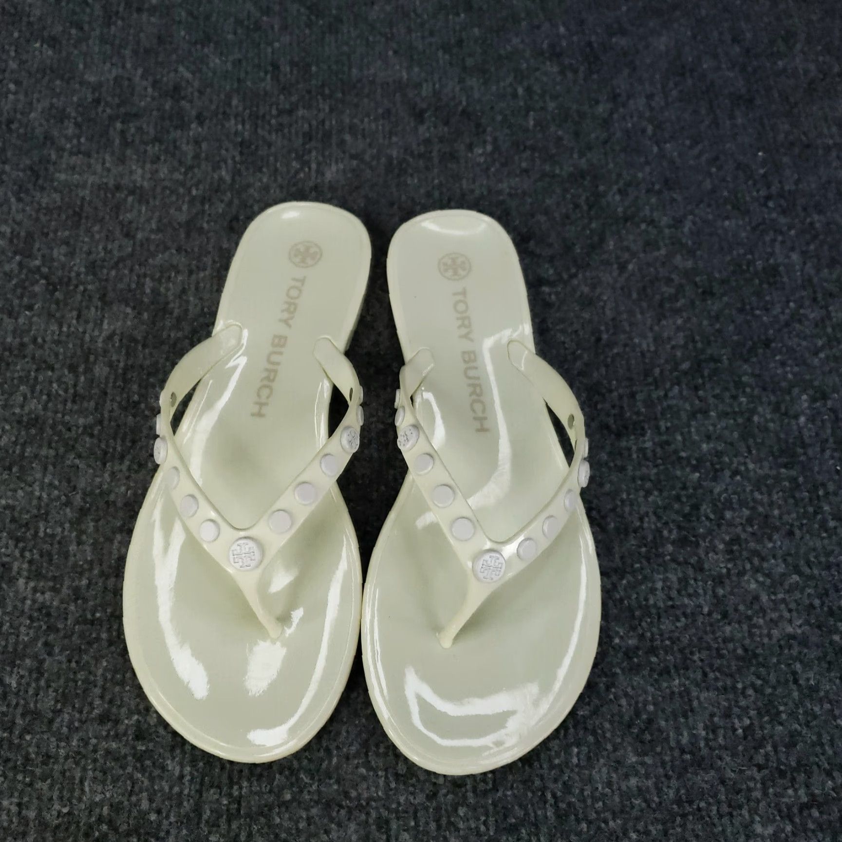 Tory Burch Tory Burch Sandal Womens Size 7 Ivory Studded Jelly Slip-On Shoes Size US 7 / IT 37 - 3 Thumbnail
