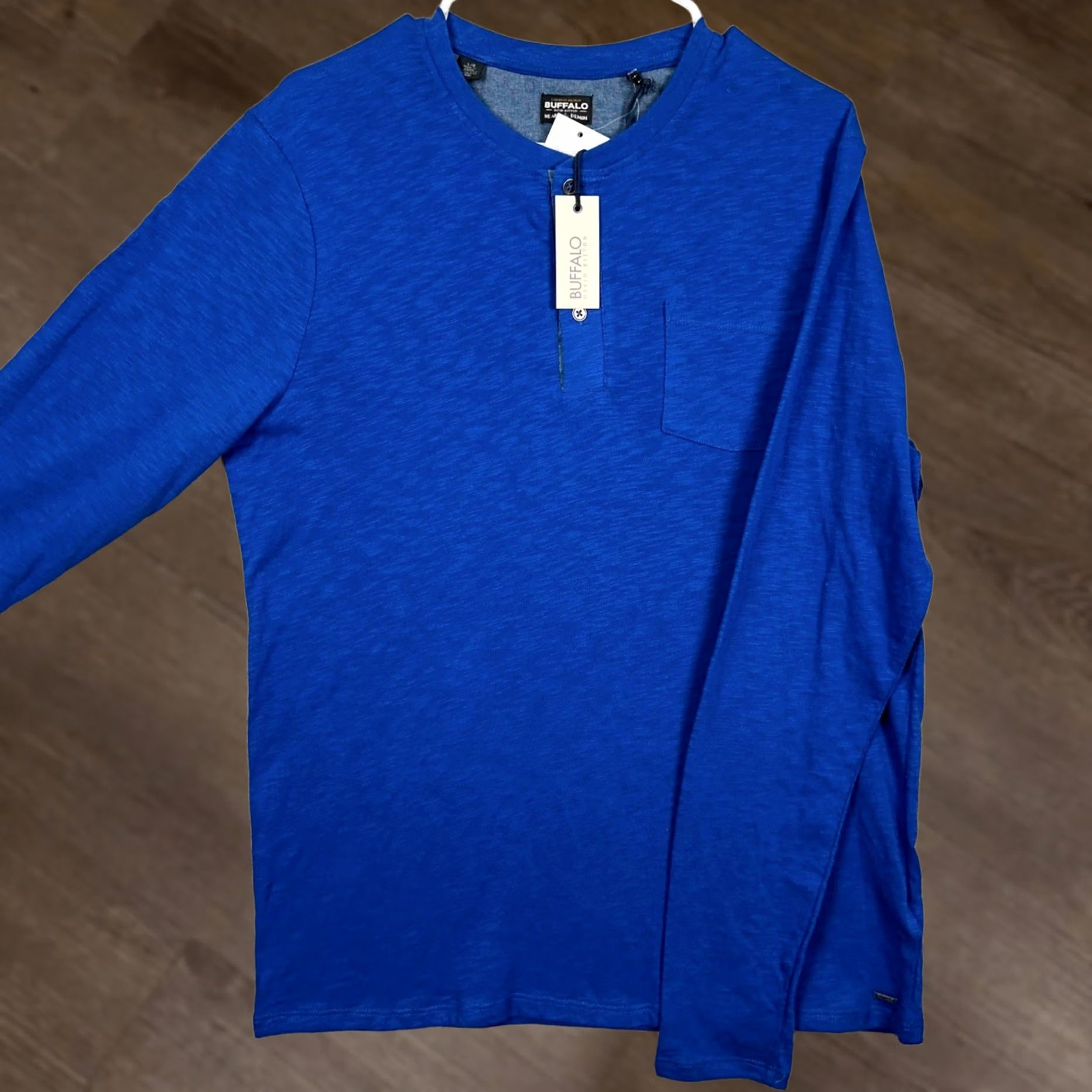 Buffalo David Bitton Buffalo David Bitton T-Shirt Mens Large Blue Henley Tee Pocket Long Sleeve Size US L / EU 52-54 / 3 - 1 Thumbnail