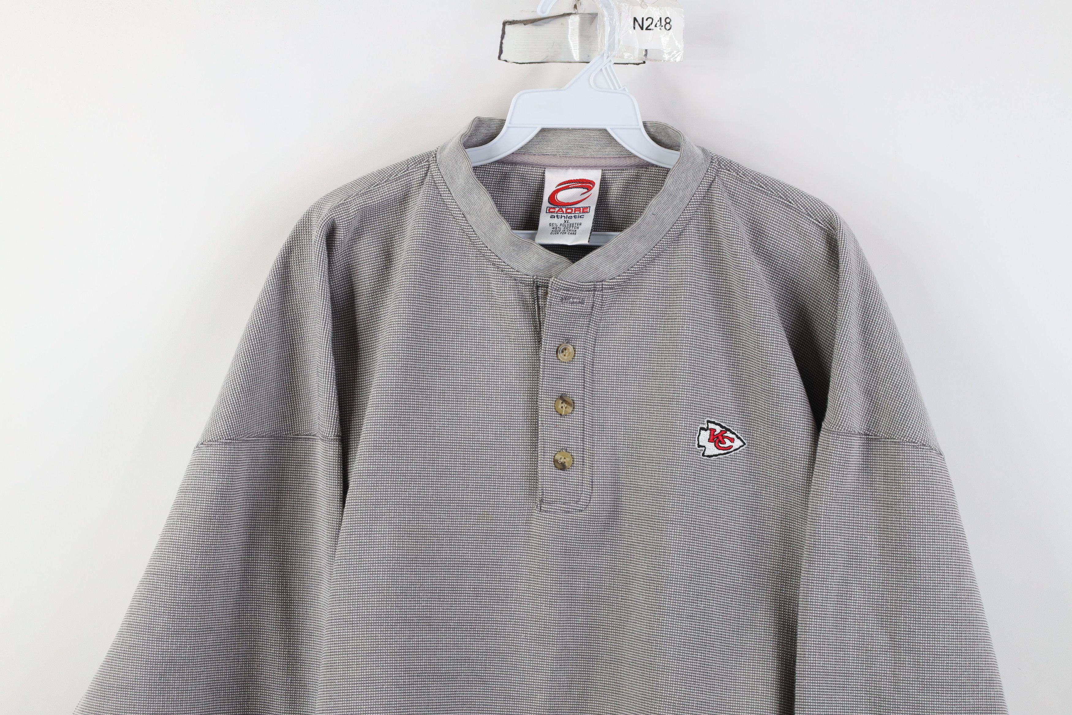 Vintage Vintage 90s Kansas City Chiefs Football Henley Sweatshirt Size US XL / EU 56 / 4 - 2 Thumbnail