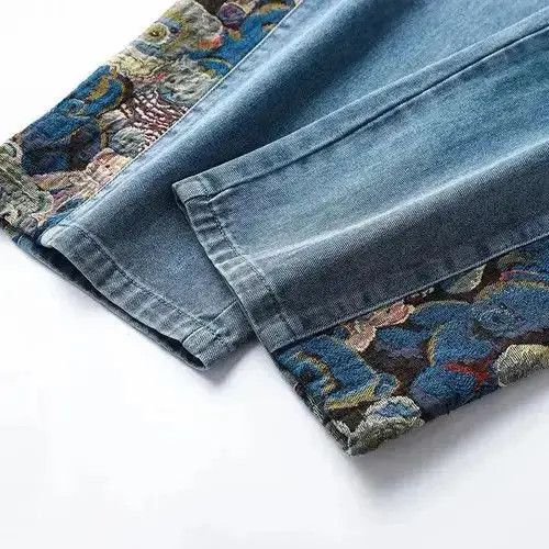 Japanese Brand Jeans baggy wide-leg with bear print outdoor hip-hop style Size US 34 / EU 50 - 3 Thumbnail