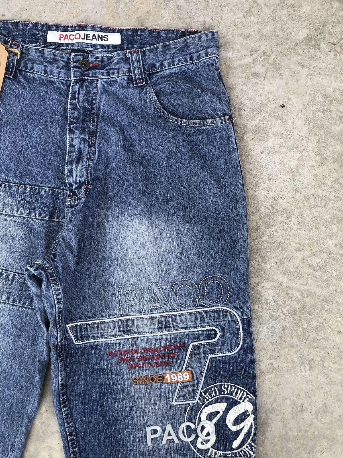 Japanese Brand Vintage Paco Embroidered Jeans Baggy Jeans Hip Hop Size US 36 / EU 52 - 5 Thumbnail
