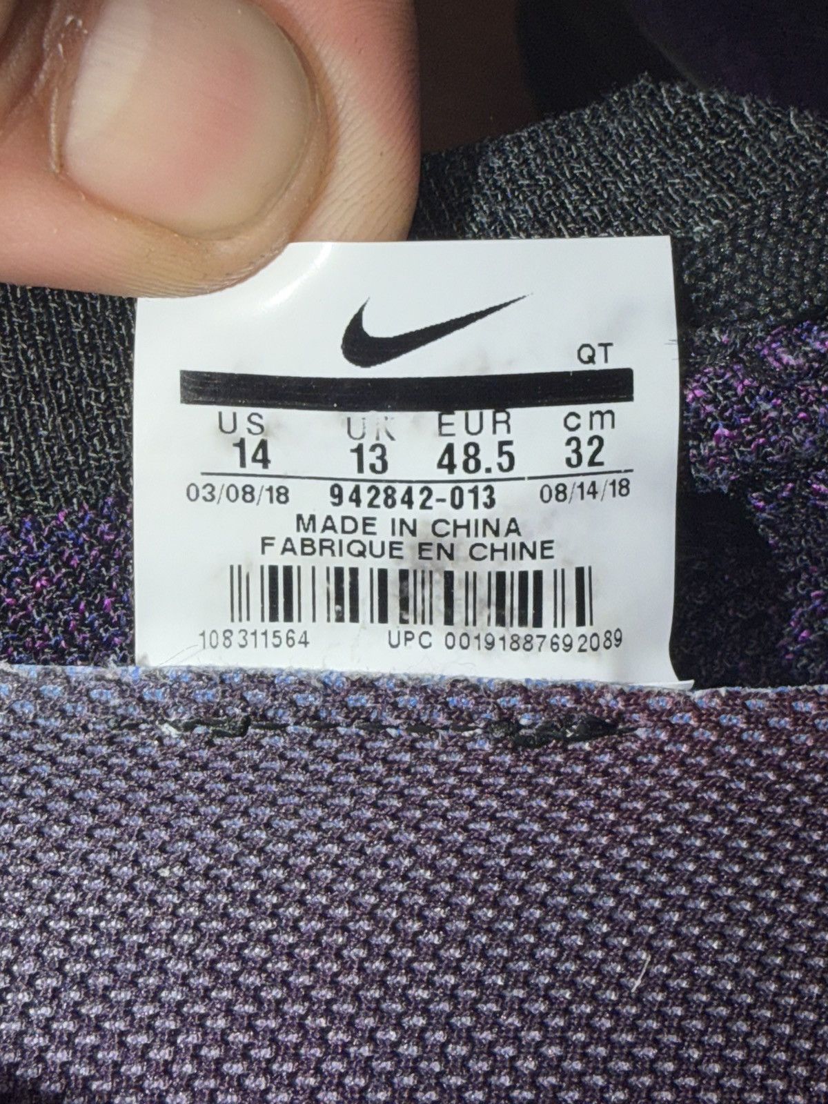 Nike Air VaporMax Flyknit 2 Night Purple size 14