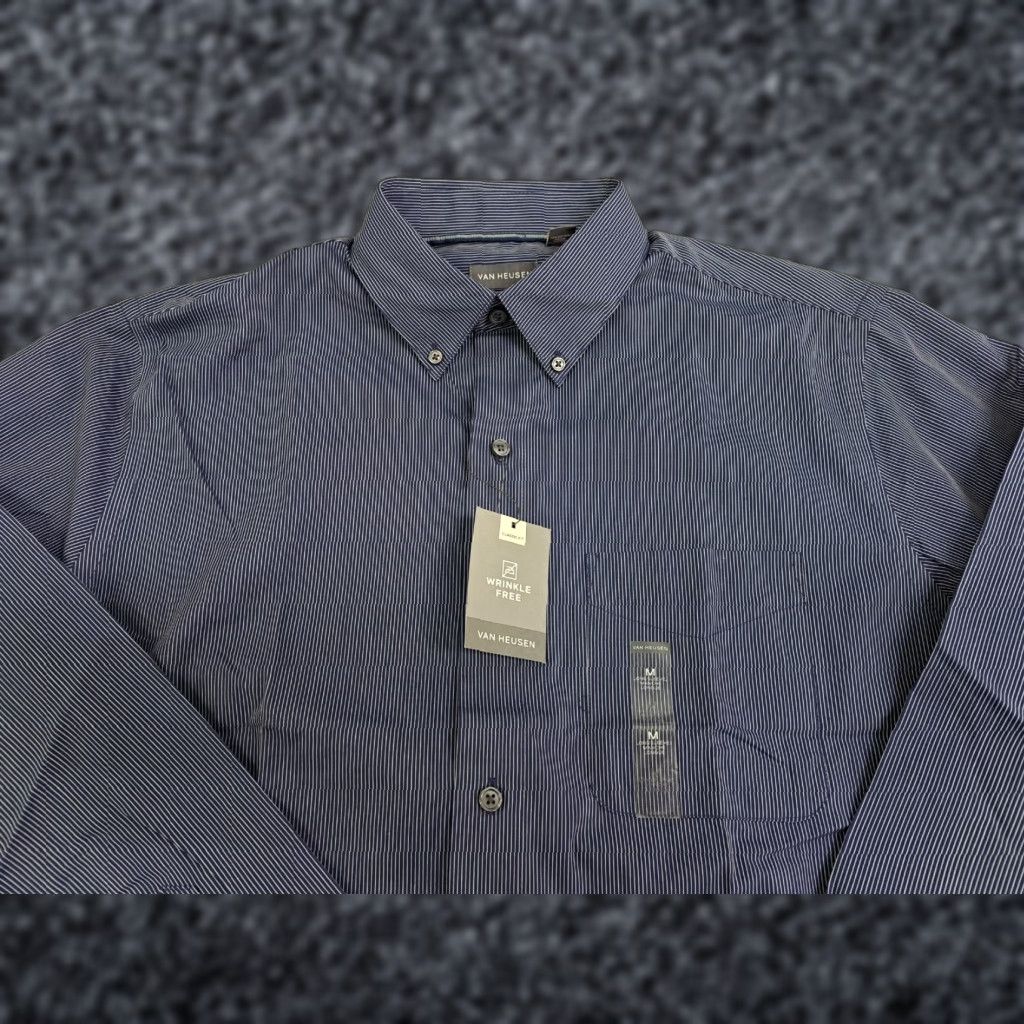 Van Heusen Van Heusen Dress Shirt Blue White Stripes Classic Fit L/S 15-15.5 M Men's Shirt Size 40R - 1 Thumbnail