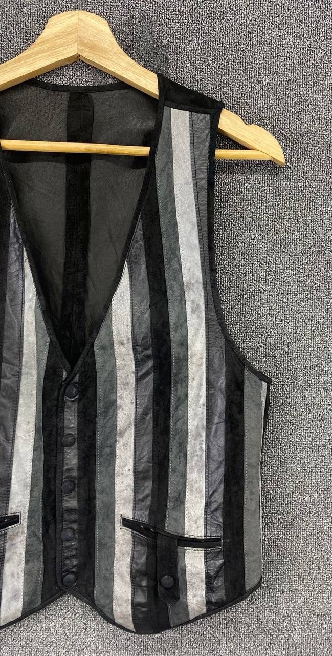 Leather Vintage Fiorucci Striped Leather Vest Size XS / US 0-2 / IT 36-38 - 3 Thumbnail