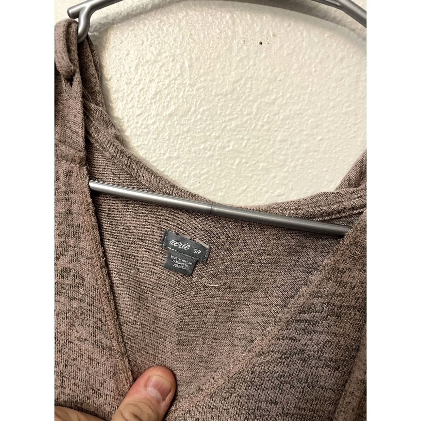 Vintage Aerie Hoodie Women’s Size S Distressed Oversized V Neck Crew Neck Pullover Sweatshirt Brown Casual Activewear Size S / US 4 / IT 40 - 2 Thumbnail