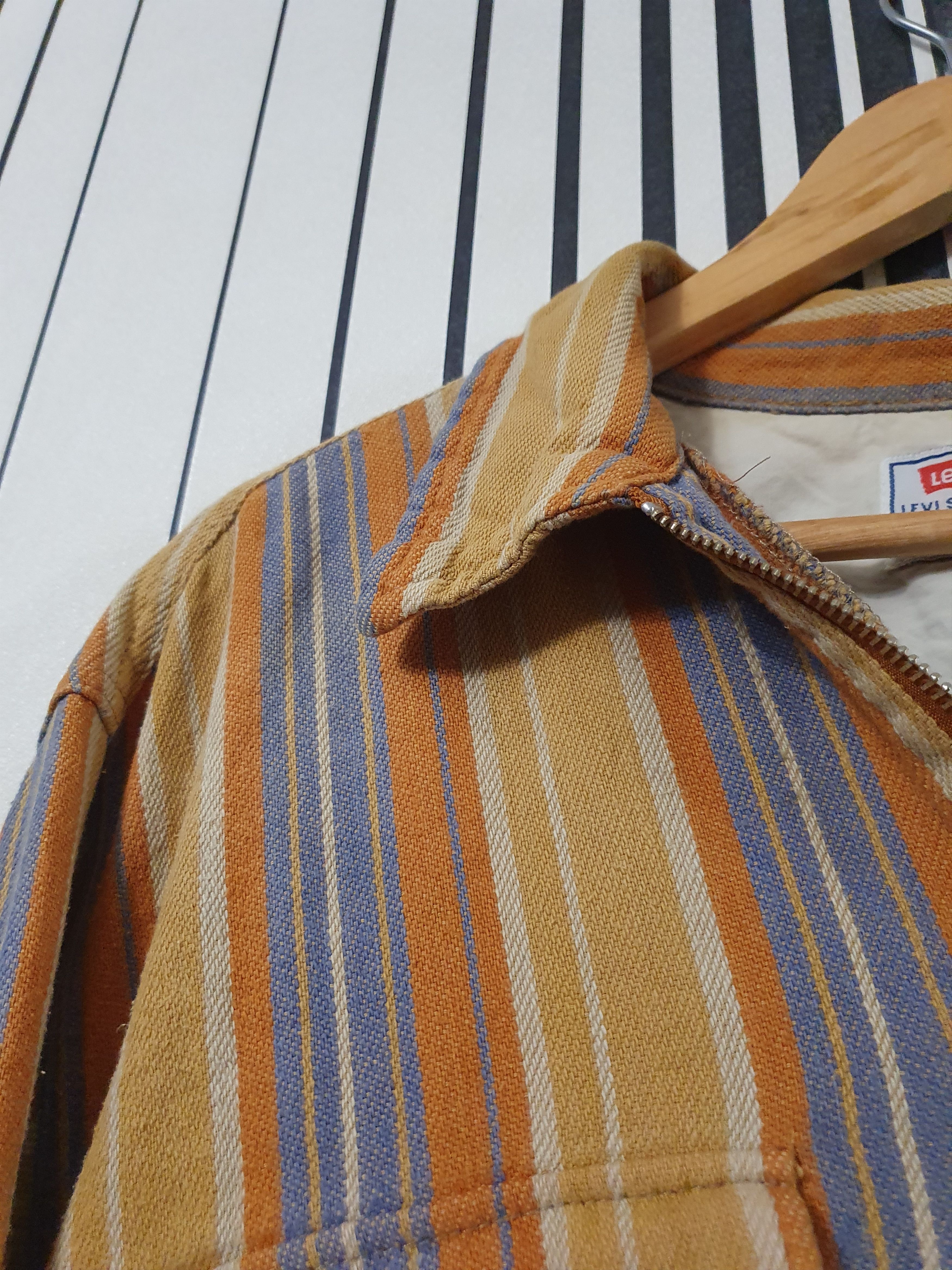 Levi's × Vintage 80's Levis Vintage Striped ZIP Double Pocket Sweatshirt Size US L / EU 52-54 / 3 - 8 Thumbnail
