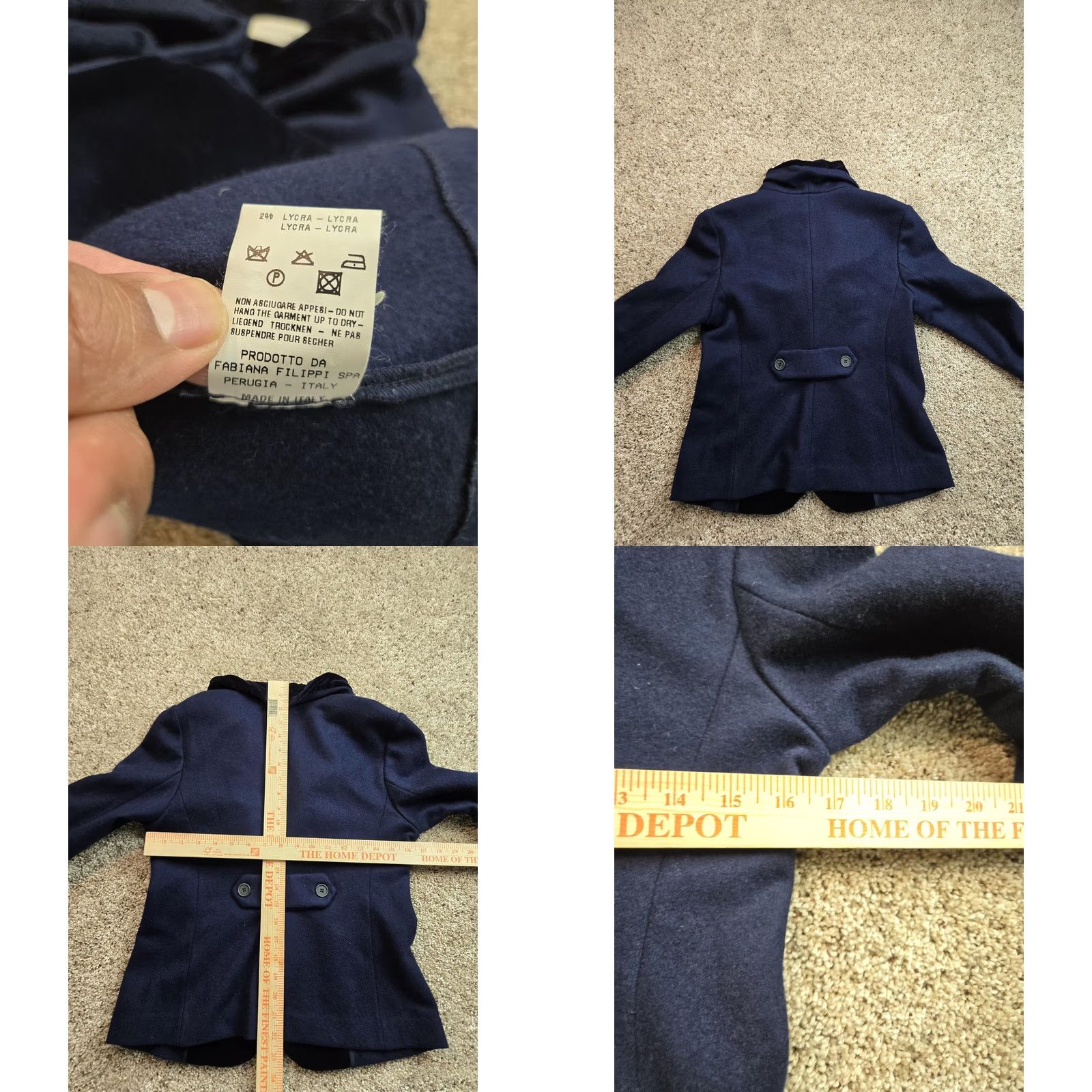 Fabiana Filippi VINTAGE Fabiana Filippi Blazer Jacket S Blue Wool Velvet Shawl Collar Italy Women Regular Button Three-Button Lined Tailored Dry Clean Only Size S / US 4 / IT 40 - 8 Thumbnail