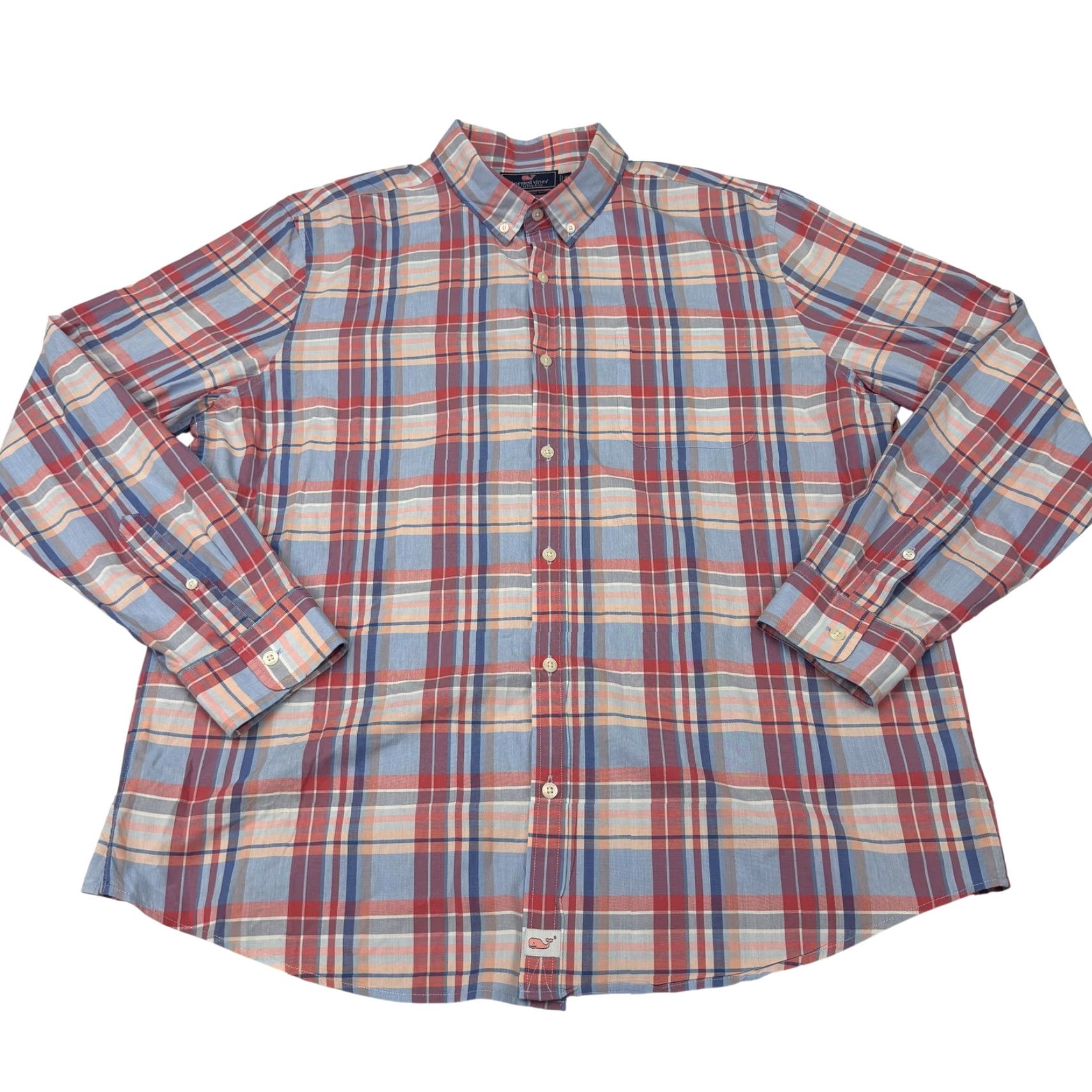 Vineyard Vines Vineyard Vines Shirt Mens XL Red Blue Plaid Slim Fit Murray Button Down Cotton Shirt Size US XL / EU 56 / 4 - 2 Thumbnail