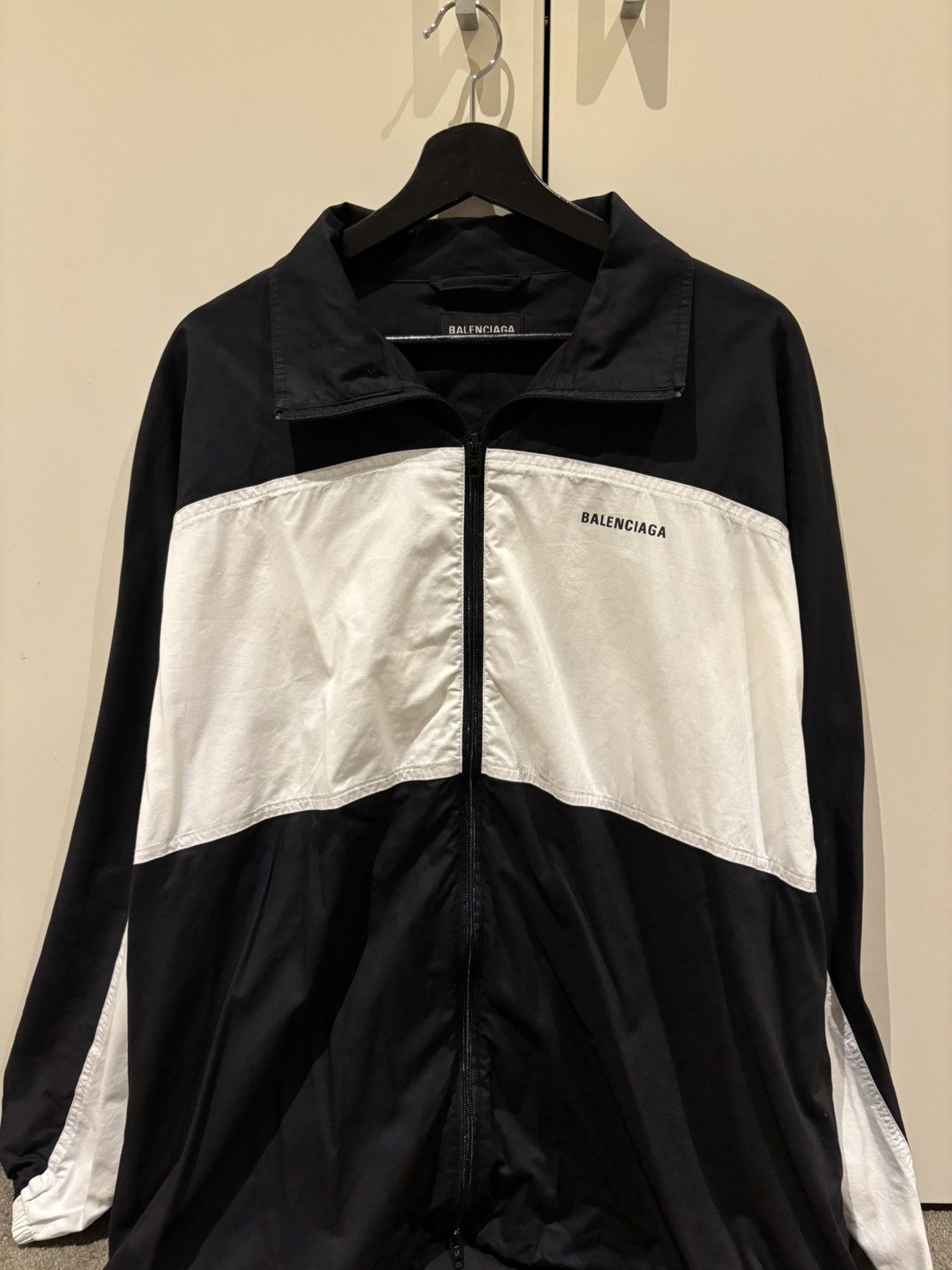Balenciaga FW18 Classic Logotype Track Jacket Black/White
