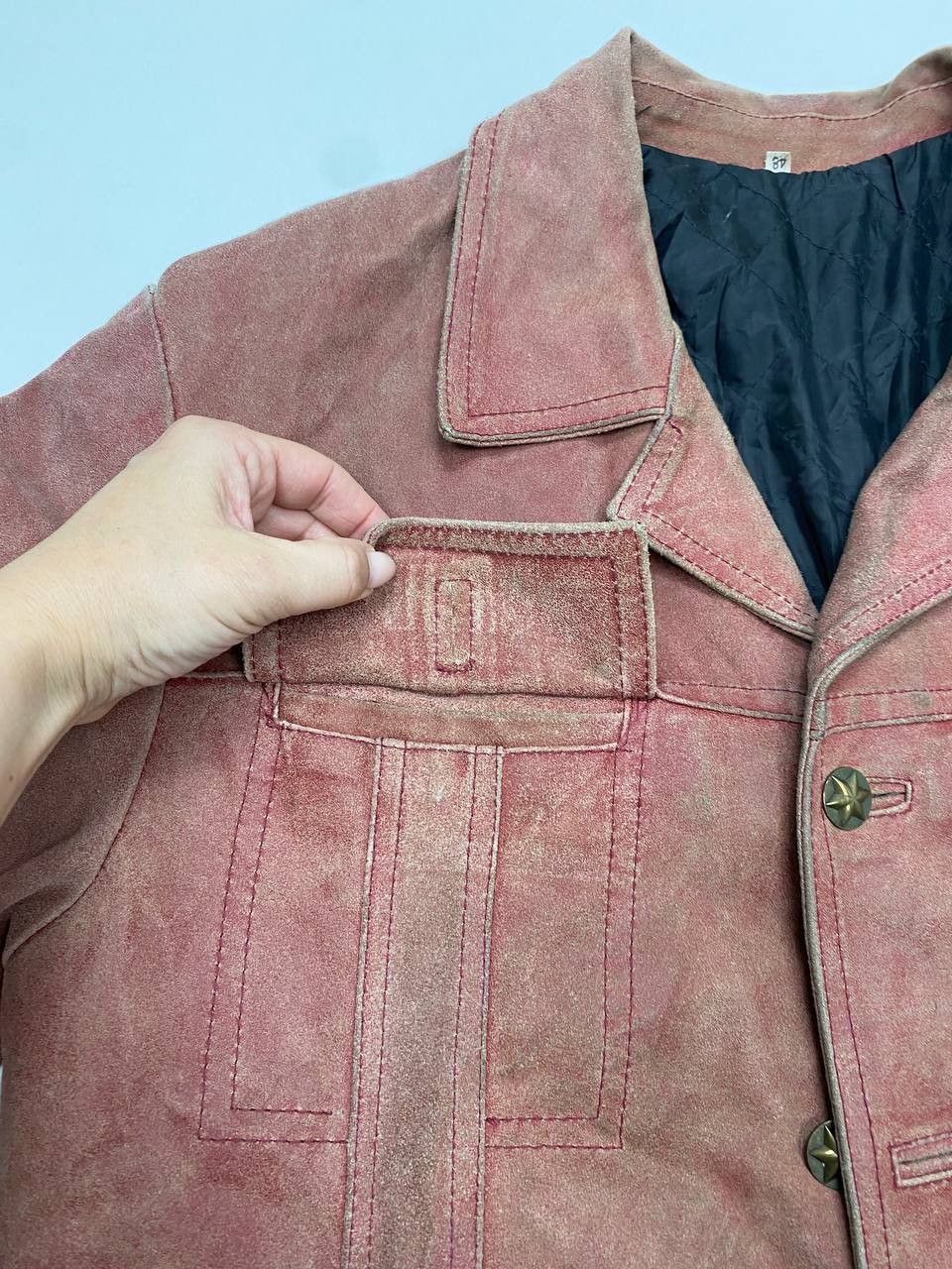 Vera Pelle Vintage Brick Red Suede Jacket 48 (M/L) Italy 90s Size US M / EU 48-50 / 2 - 6 Thumbnail
