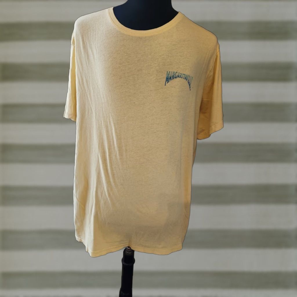 Logo 7 Margaritaville Shirt Men 2XL Yellow Logo Graphic Print Short Sleeve Tee Crew Neck Sport Fishing T-Shirt Mens Size US XXL / EU 58 / 5 - 1 Thumbnail