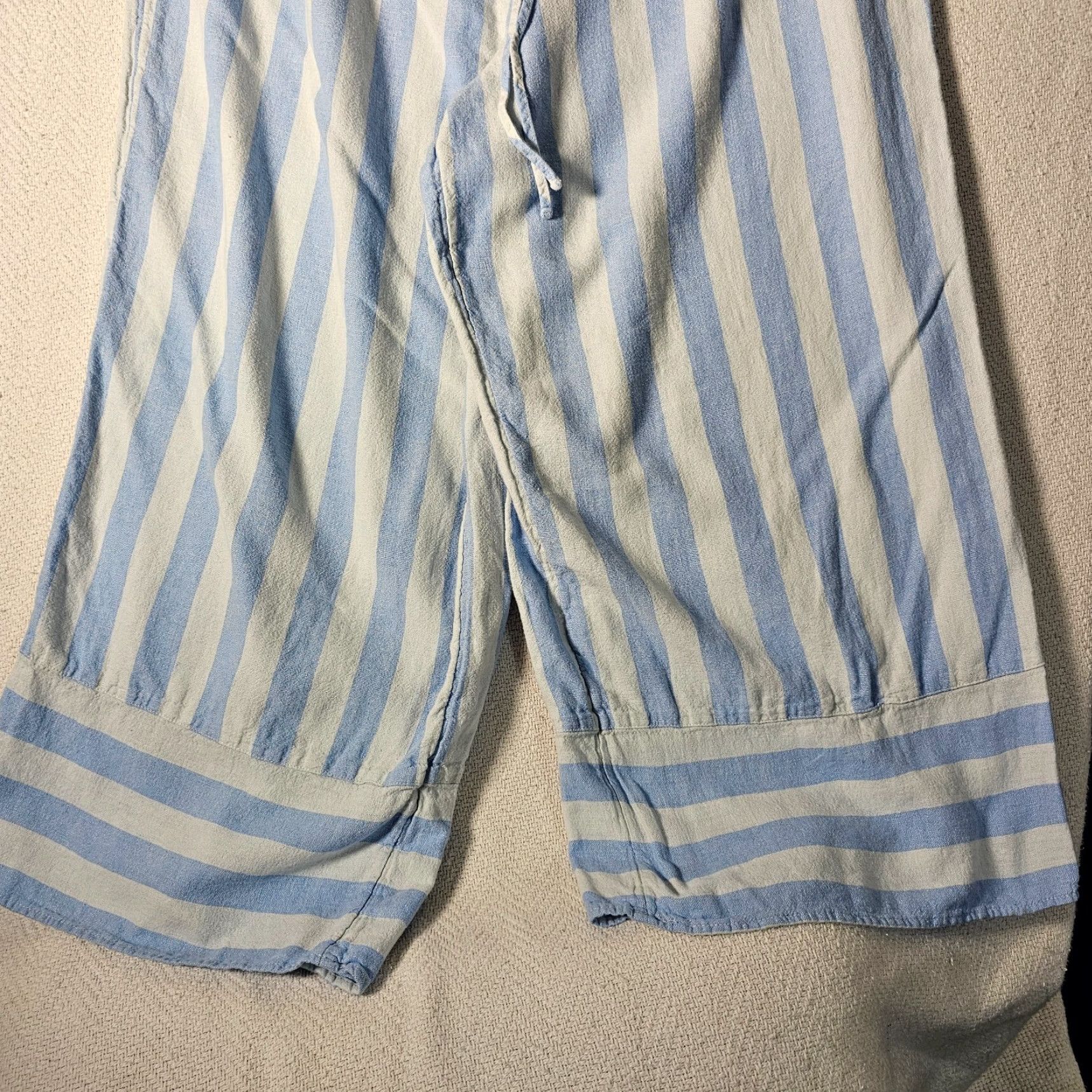Vintage VINTAGE Lauren Conrad Women's Wide Leg Pants Casual Linen Blue 2XL Cropped Summer Size 40" / US 18 - 2 Thumbnail