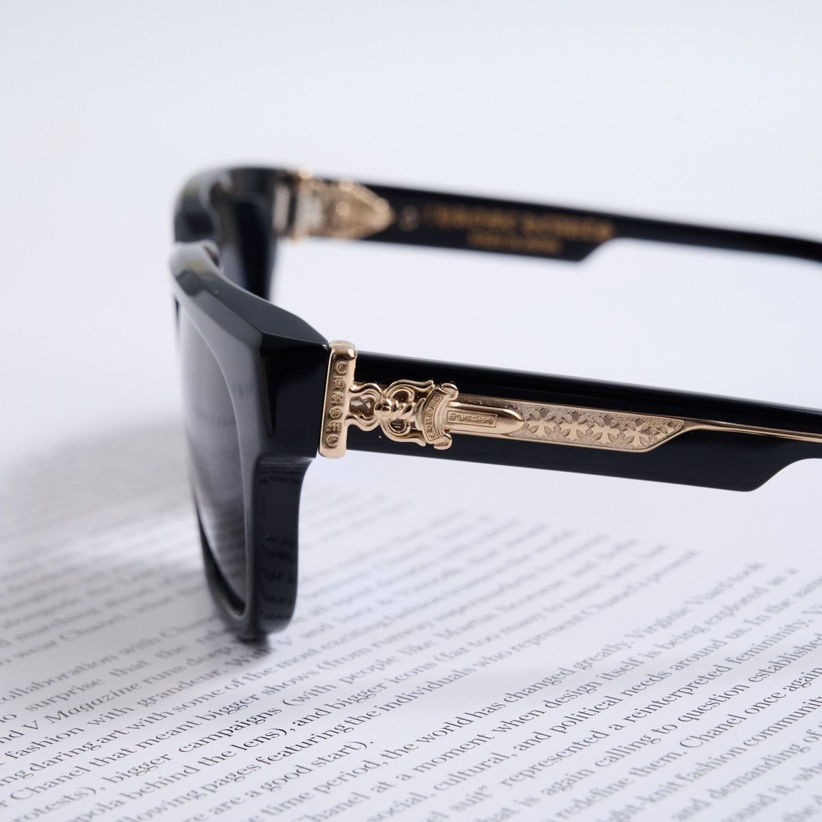 Chrome Hearts CHROME HEARTS BOX-OFFICER BLACK - 18KGP SUNGLASSES Size ONE SIZE - 3 Thumbnail