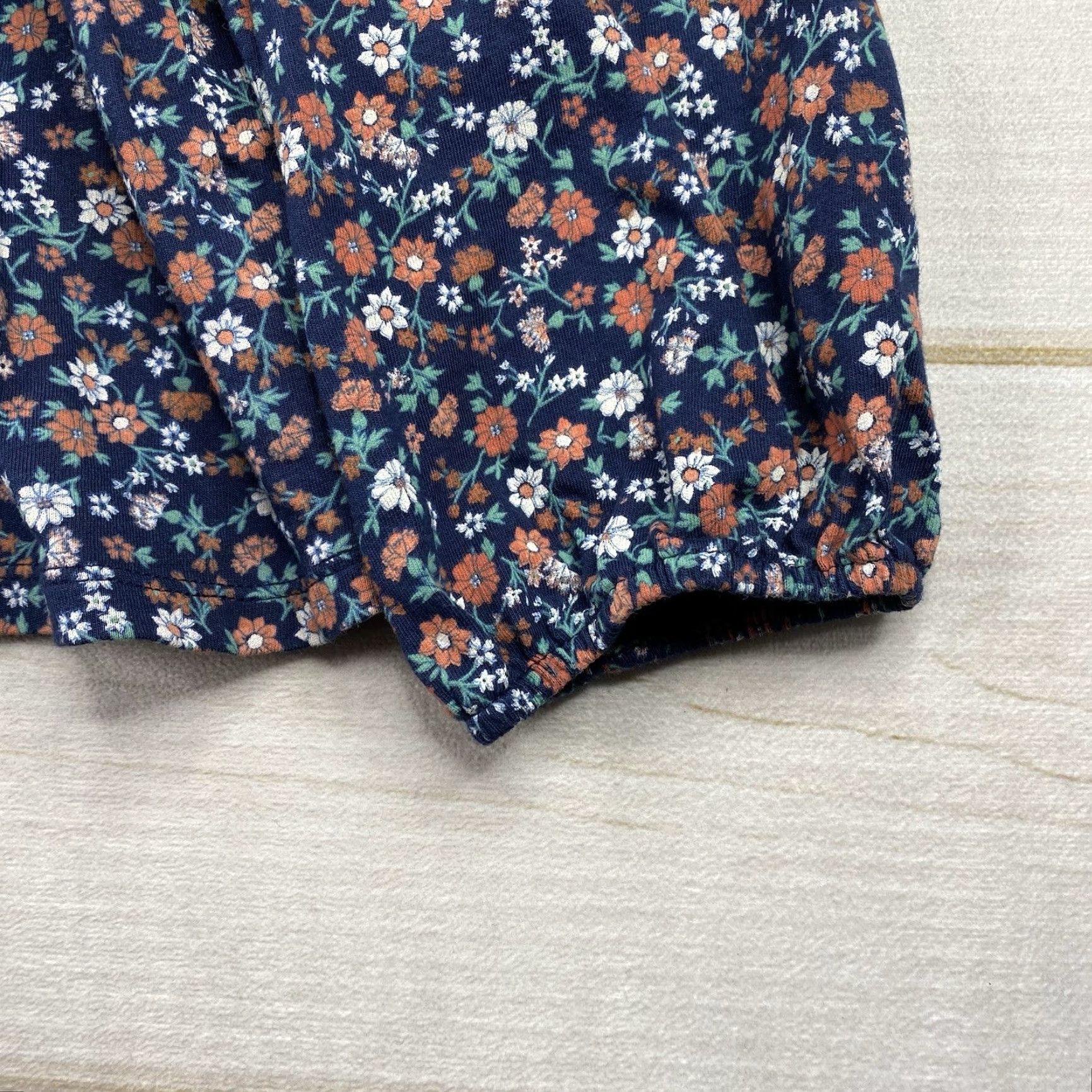 Lucky Brand Lucky Brand Top Womens XL Blue Micro Floral Long Sleeve Pullover Square Neck Blouse Size XL / US 12-14 / IT 48-50 - 2 Thumbnail