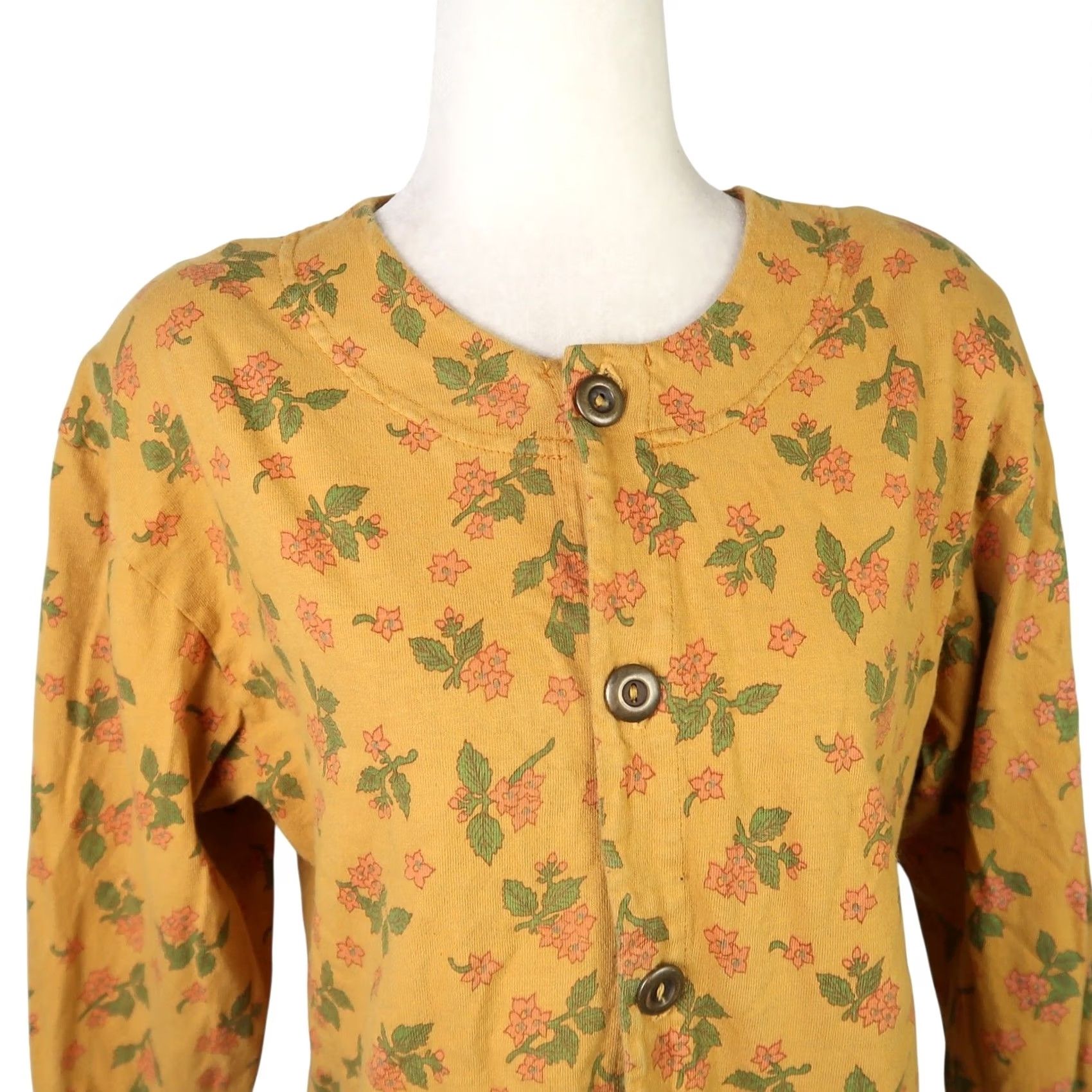 Vintage VINTAGE Michael G Yellow Floral Button Front Top M Womens Size M / US 6-8 / IT 42-44 - 2 Thumbnail