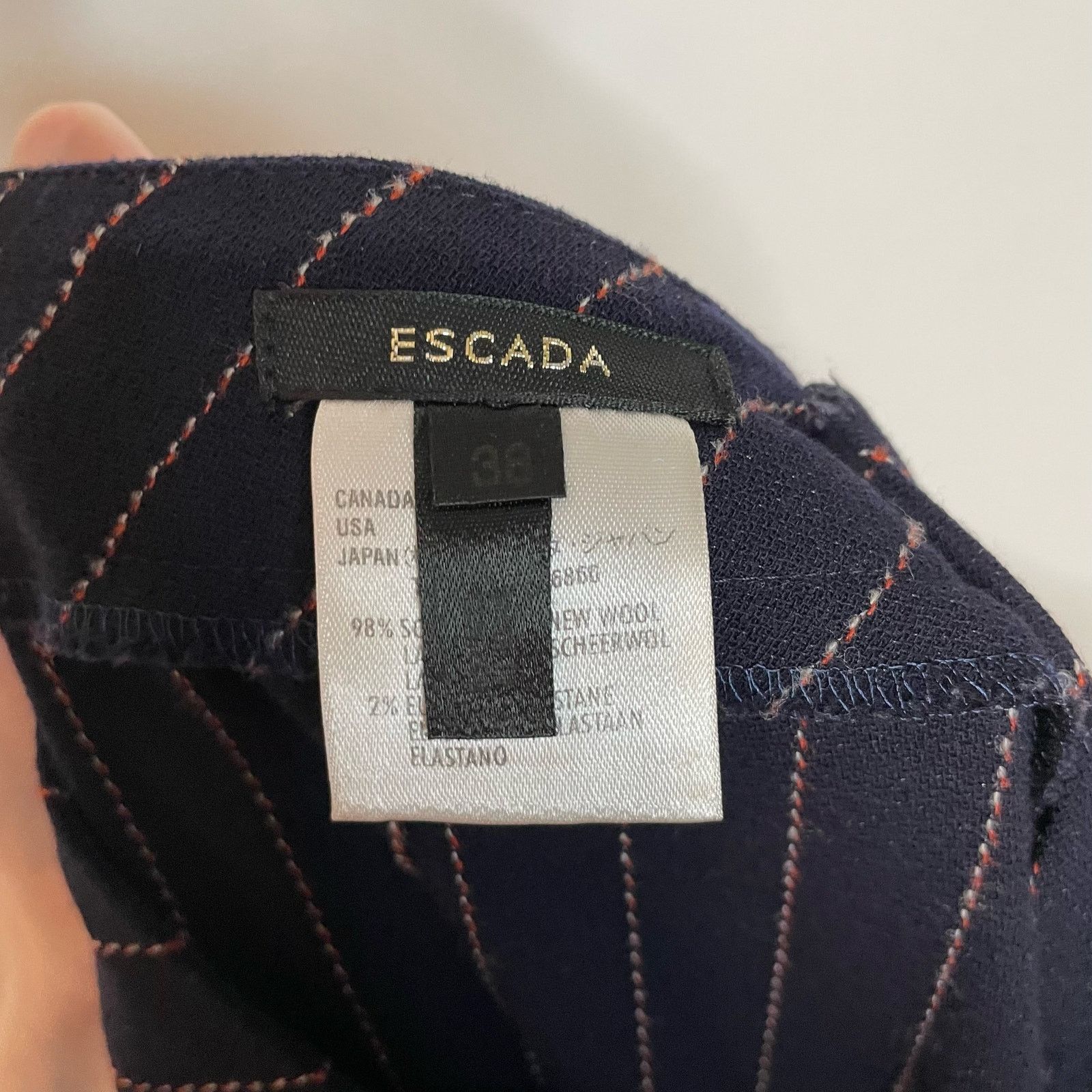 Escada Escada Blue Stiped Pant 38 Women Wool Business Casual Career Size 30" / US 8 / IT 44 - 6 Thumbnail
