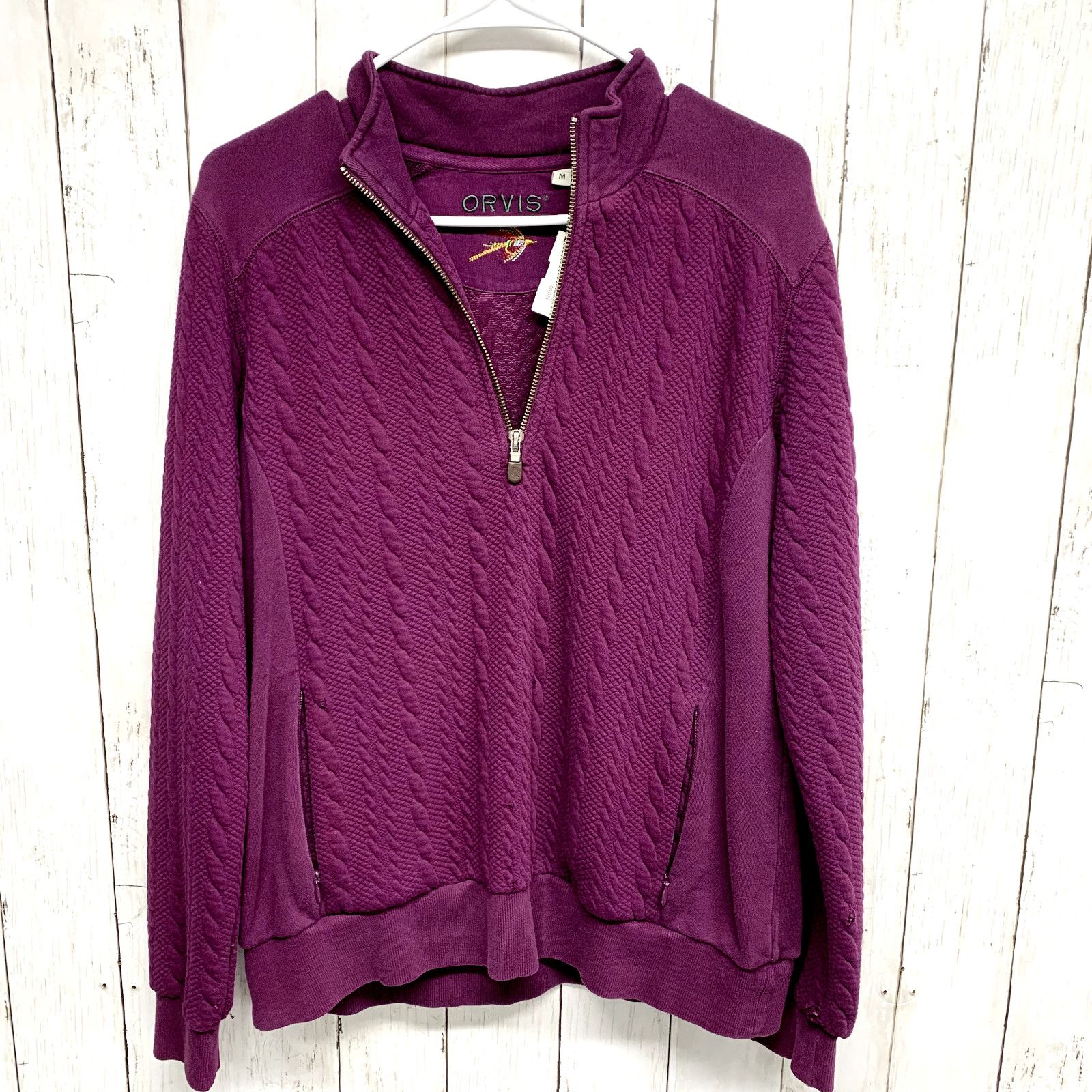 Orvis Orvis Sweater MD 1/4 Zip Purple Long Sleeve High Collar Knit Size M / US 6-8 / IT 42-44 - 1 Thumbnail