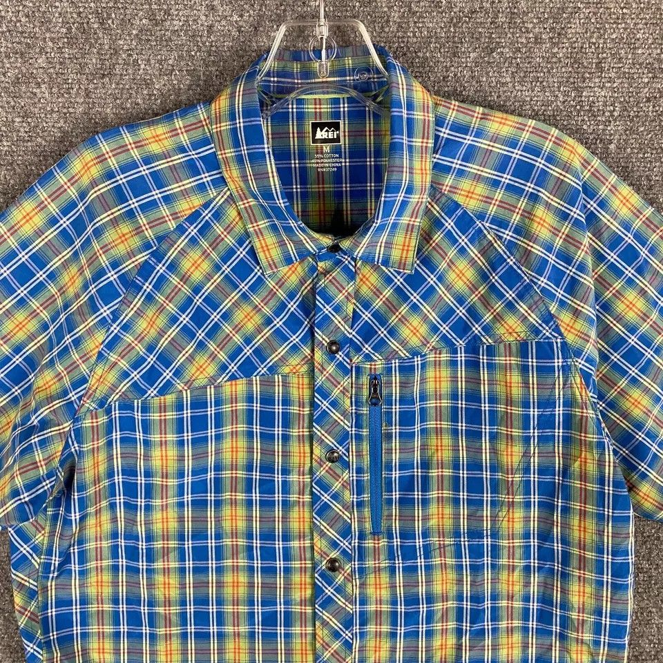 Rei REI Shirt Men's Medium Snap Plaid Short Sleeve Cotton Hiking Size US M / EU 48-50 / 2 - 2 Thumbnail