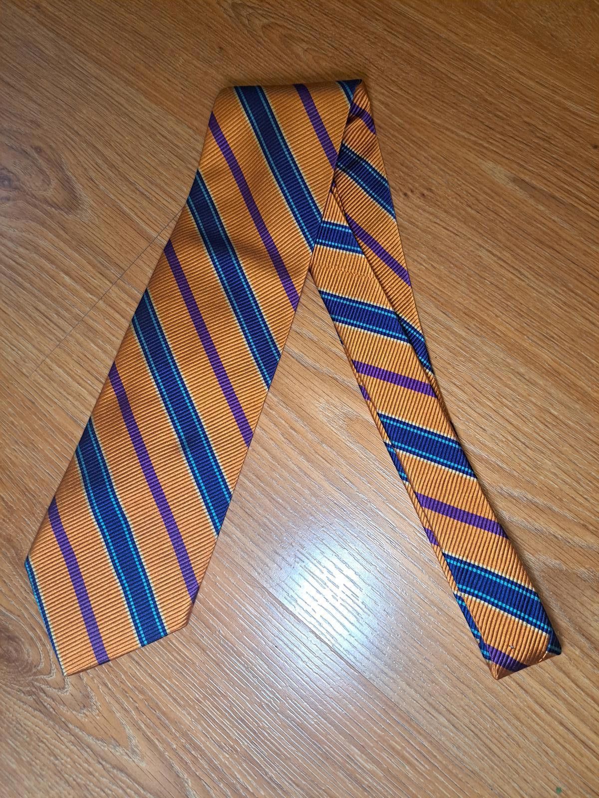 Robert Talbott Robert Talbott Silk Tie Orange Multicolor Striped Wide Size ONE SIZE - 6 Thumbnail