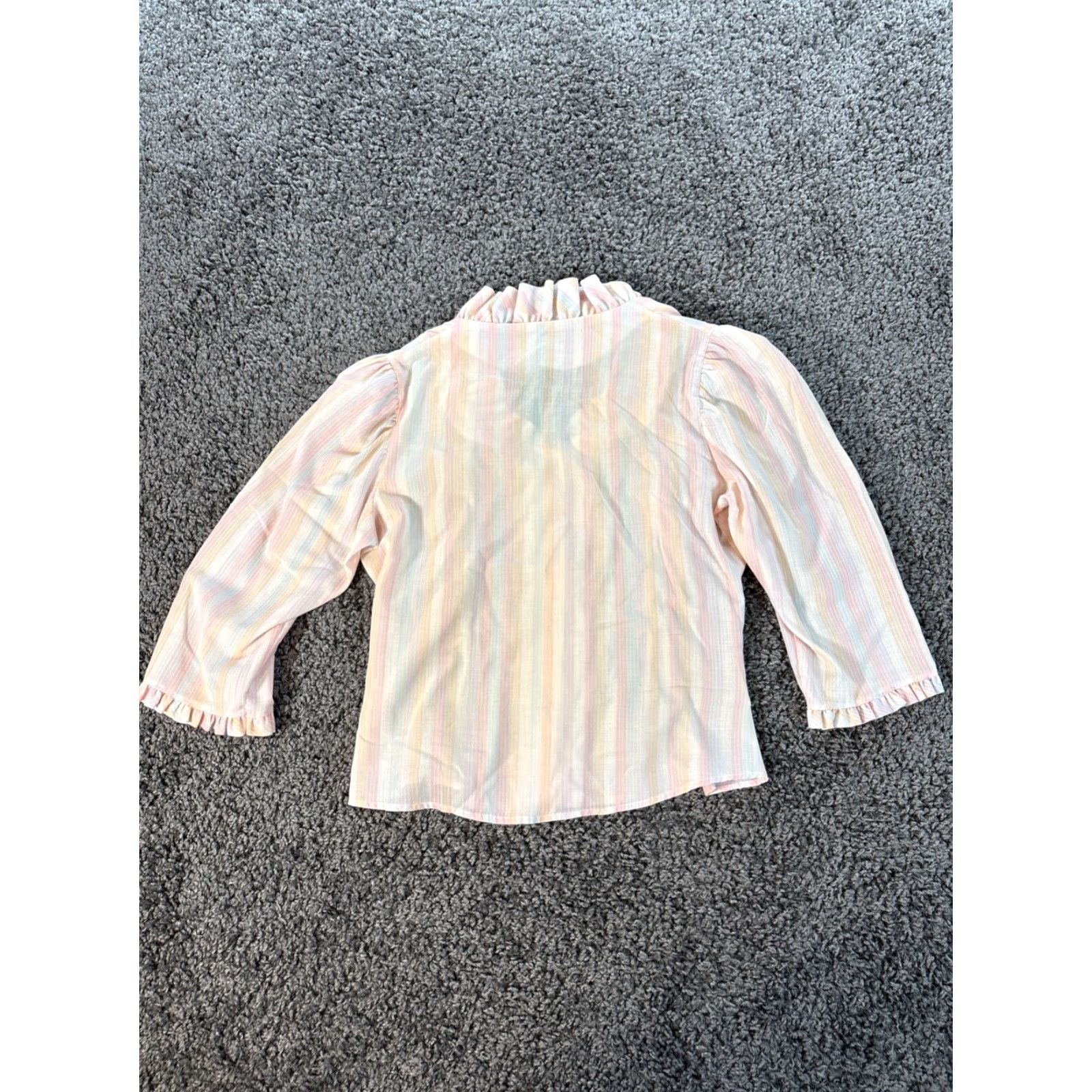 Pinko VINTAGE Sun Craft Blouse Shirt Womens Medium Pink Stripe 1950s Cottagecore V-Neck Long Sleeve Cotton Tunic Size M / US 6-8 / IT 42-44 - 5 Thumbnail
