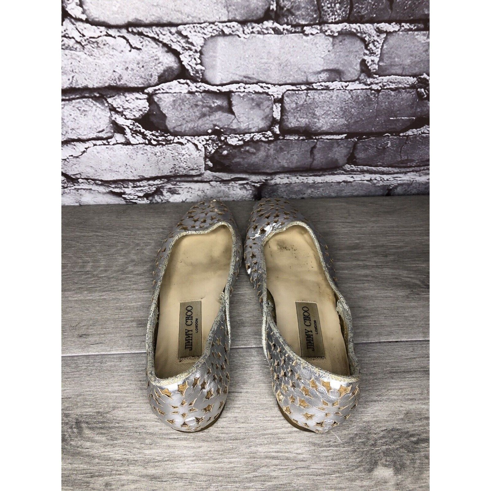 Jimmy Choo Jimmy Choo Metallic Silver Leather Cut Out Loafer Flats Wome Size US 7 / IT 37 - 5 Thumbnail