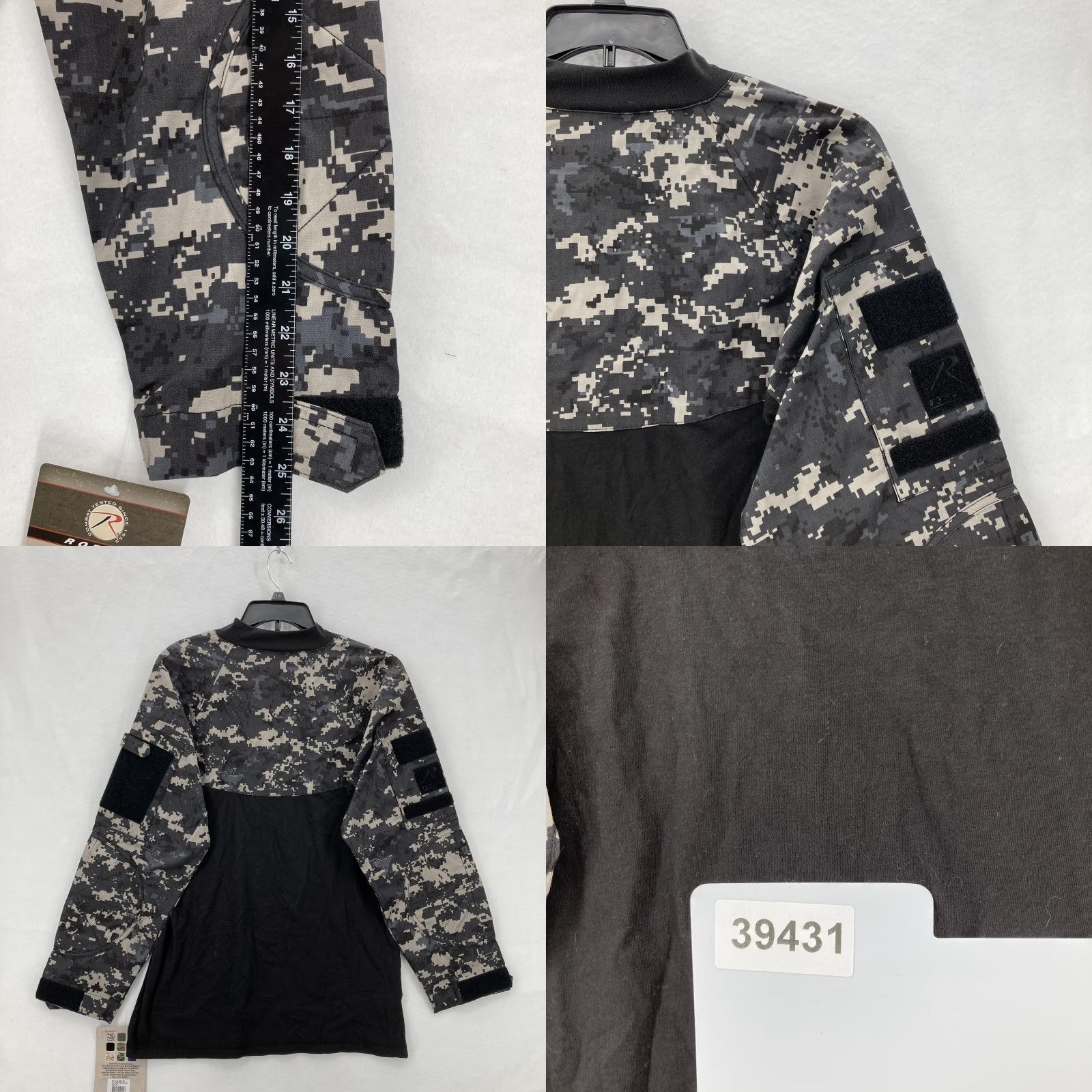 Rothco Rothco Tactical Shirt Mens M Black Digital Camo Padded Sleeves Military Pockets Moisture Wicking Breathable Long Sleeve Pullover Size US M / EU 48-50 / 2 - 8 Thumbnail