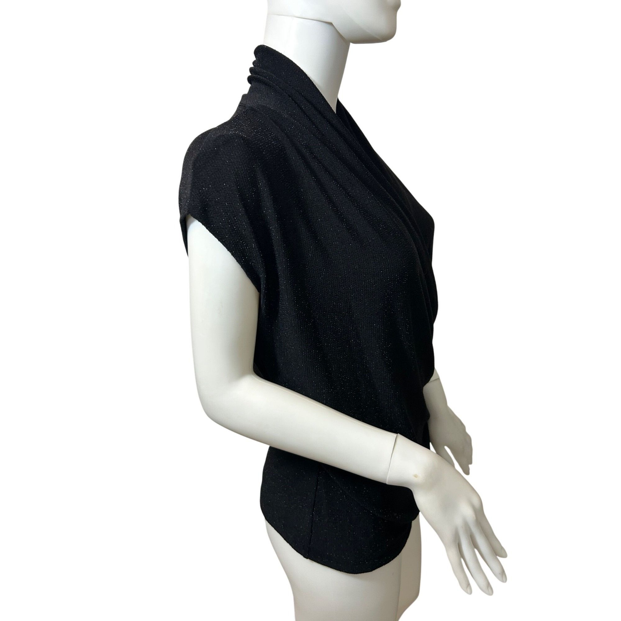 Other Josephine Chaus Top M Black Metallic Cap Sleeve Low Cowl Nec Size M / US 6-8 / IT 42-44 - 3 Thumbnail