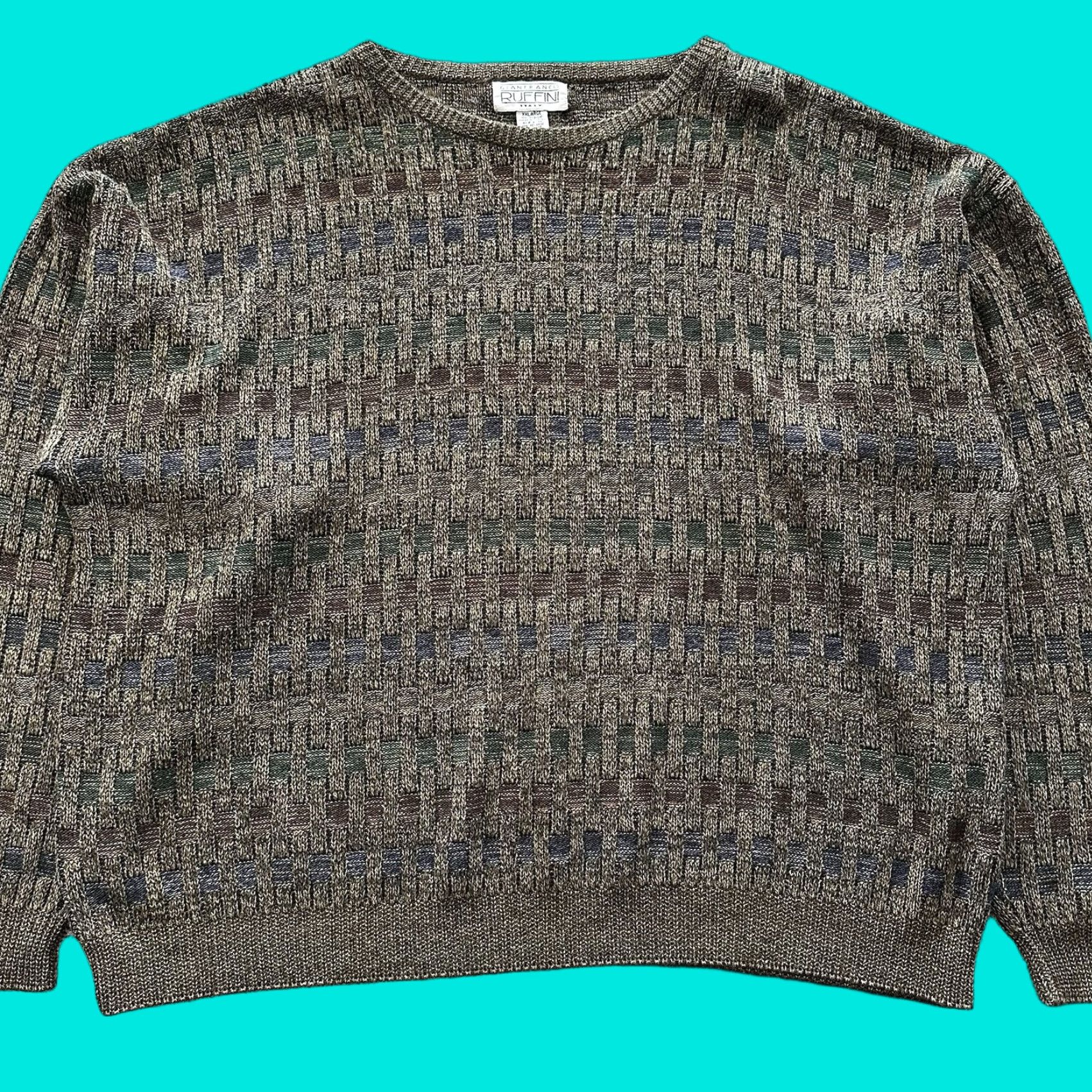 Vintage Gianfranco Ruffini Sweater Mens 2XL Vintage Check Brown Crewneck Pullover Knit Regular -sINVALID- Size US XXL / EU 58 / 5 - 1 Thumbnail