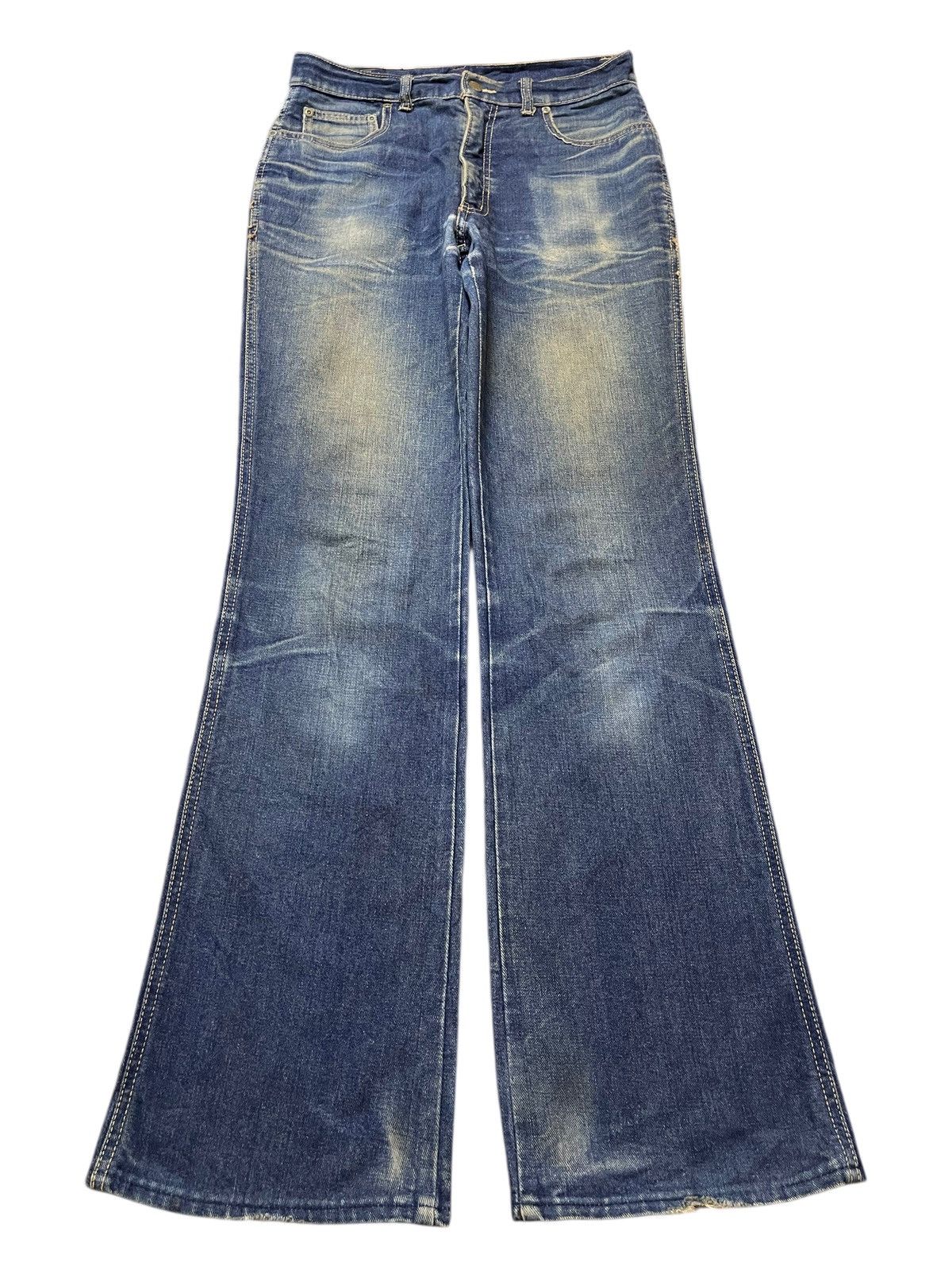 Vintage Japanese Brand Mud Wash Faded Bootcut Wide Leg Jeans