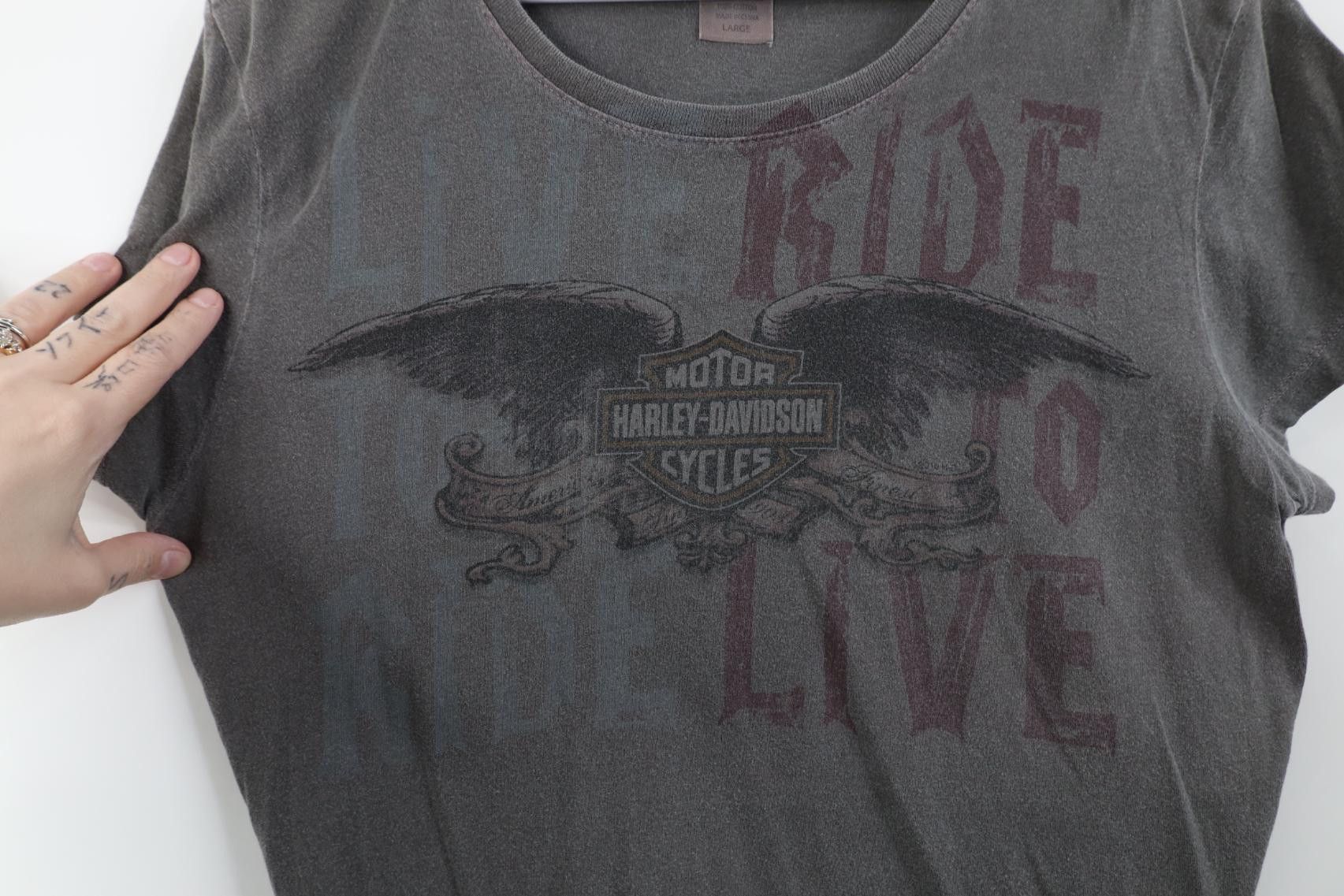 Harley Davidson Vintage Y2K Harley Davidson Tribal Eagle Stonewash T-Shirt Size L / US 10 / IT 46 - 4 Thumbnail