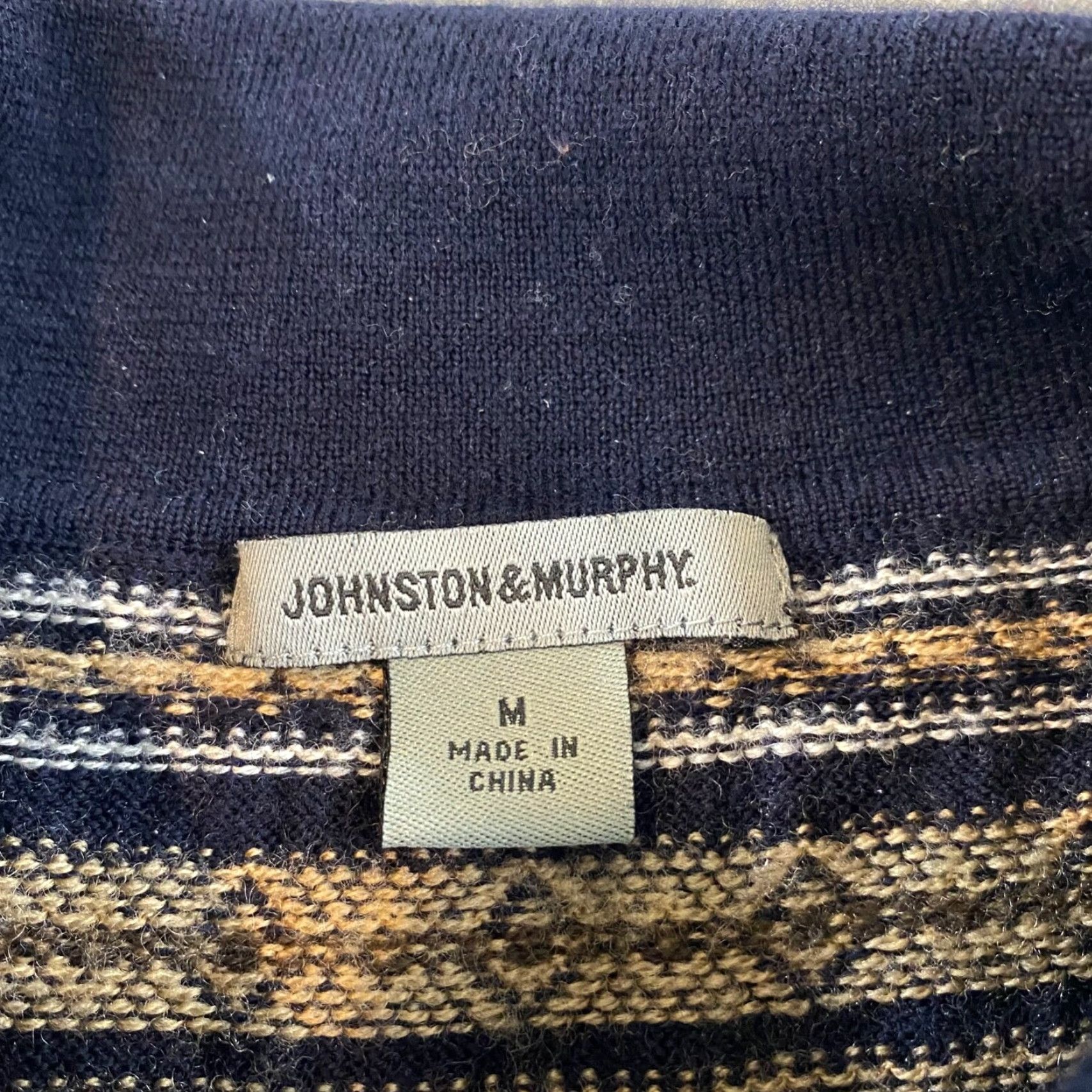Johnston & Murphy VINTAGE Johnston & Murphy Mens Sweater Medium Collared Pullover Wool Striped All Seasons Size US M / EU 48-50 / 2 - 3 Thumbnail