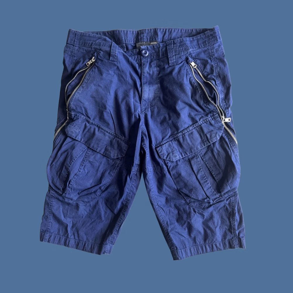Armani Exchange Armani Exchange Cargo Shorts Mens 31 Blue Zip Pockets Casual Summer Canvas Cotton Relaxed Front Flat Front Pockets Size US 31 - 1 Thumbnail