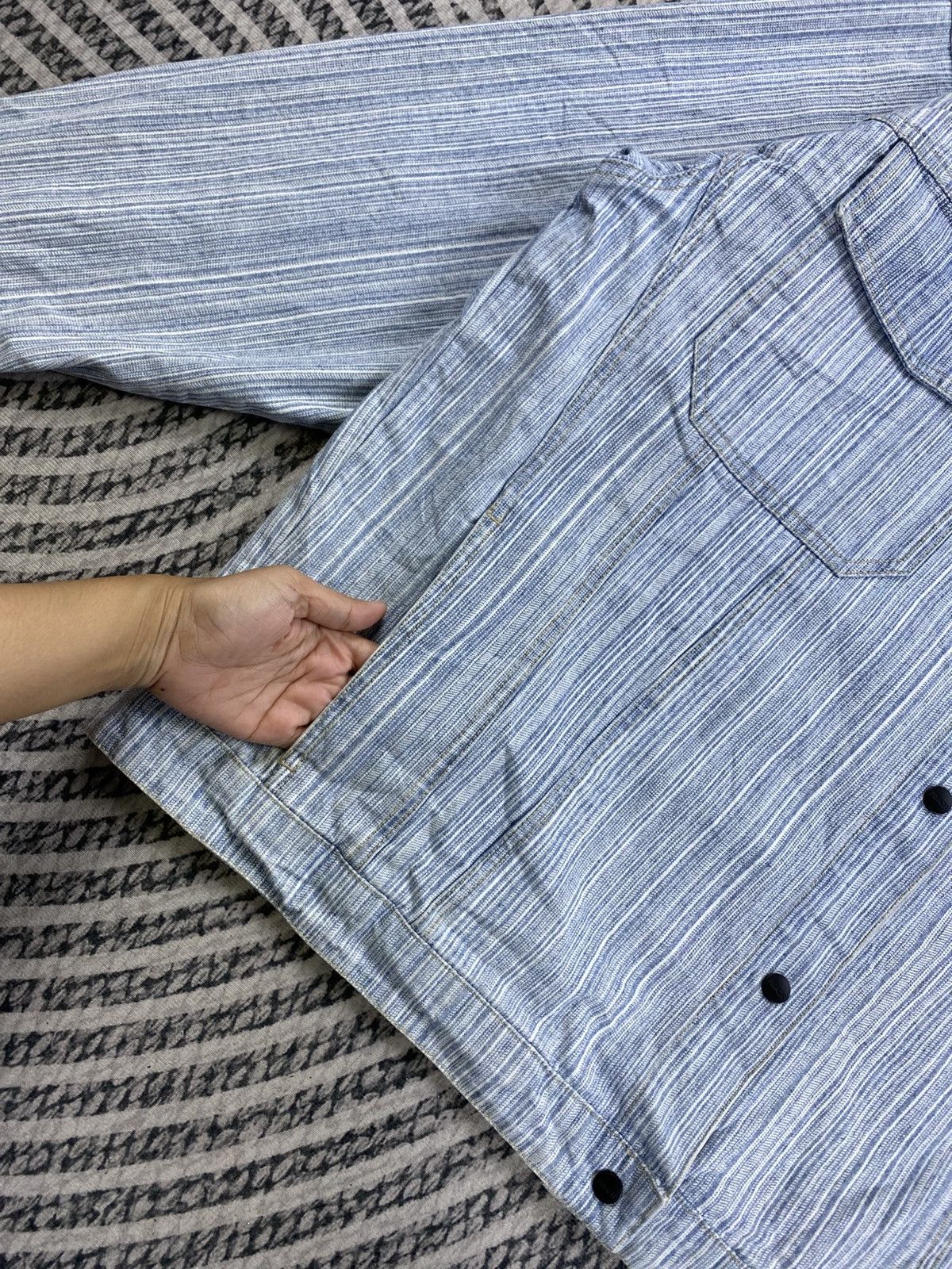 Preach Vtg Preach Striped Fullbutton Denim Jacket Size US XXL / EU 58 / 5 - 7 Thumbnail
